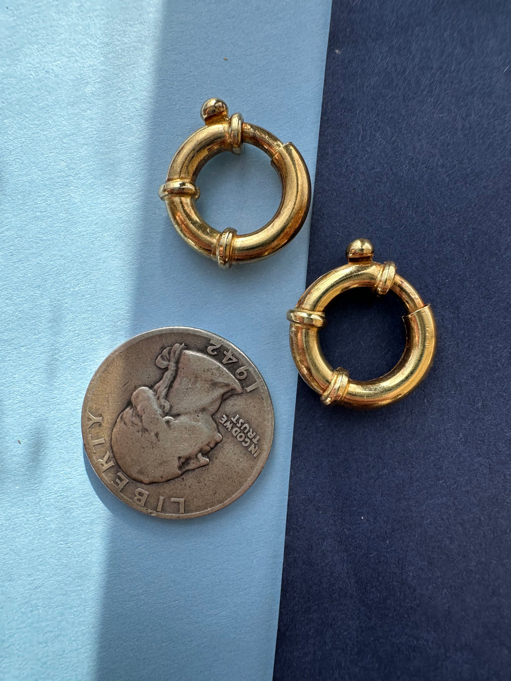solid 18k gold bolt clasps