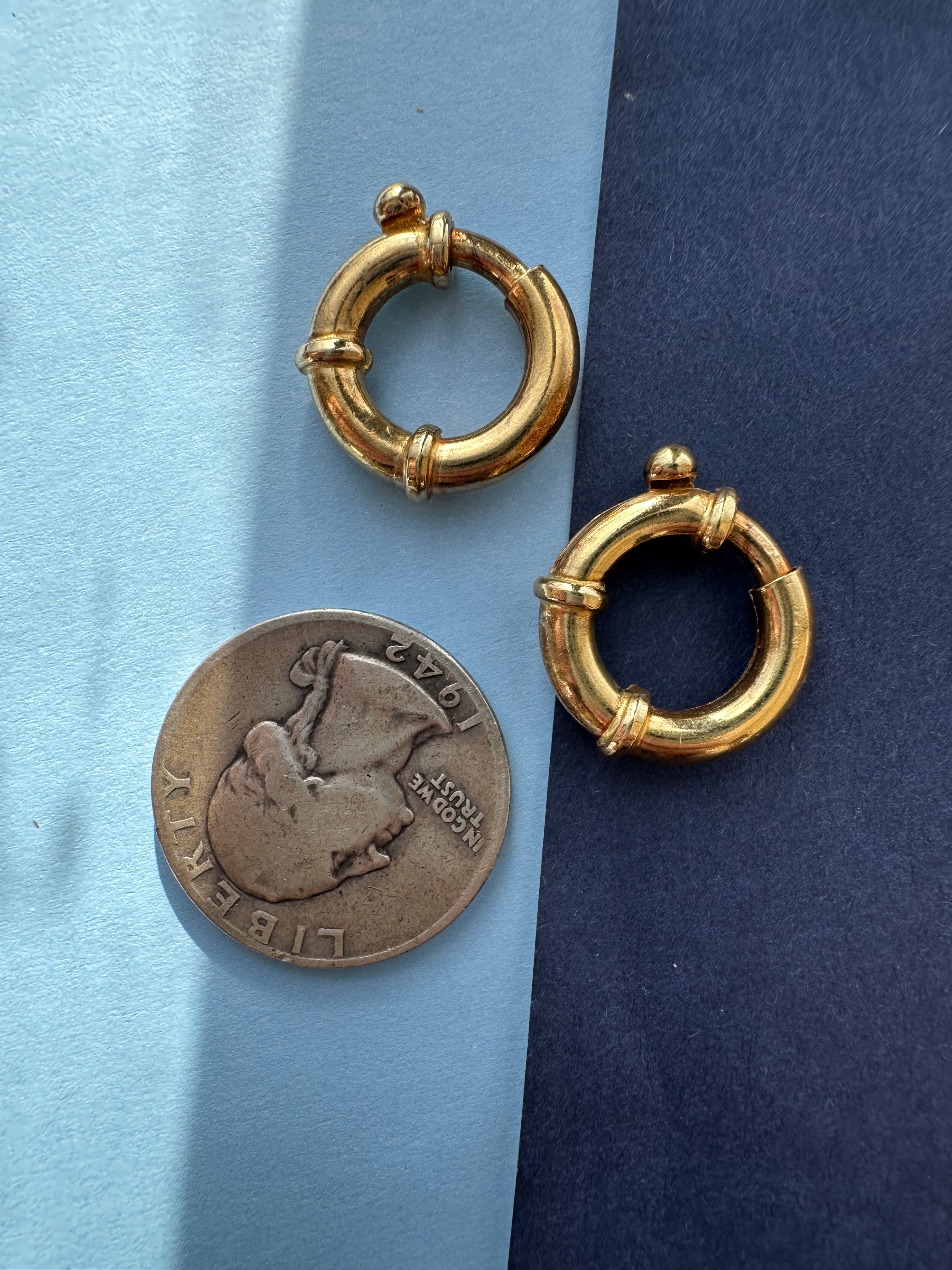 solid 18k gold bolt clasps