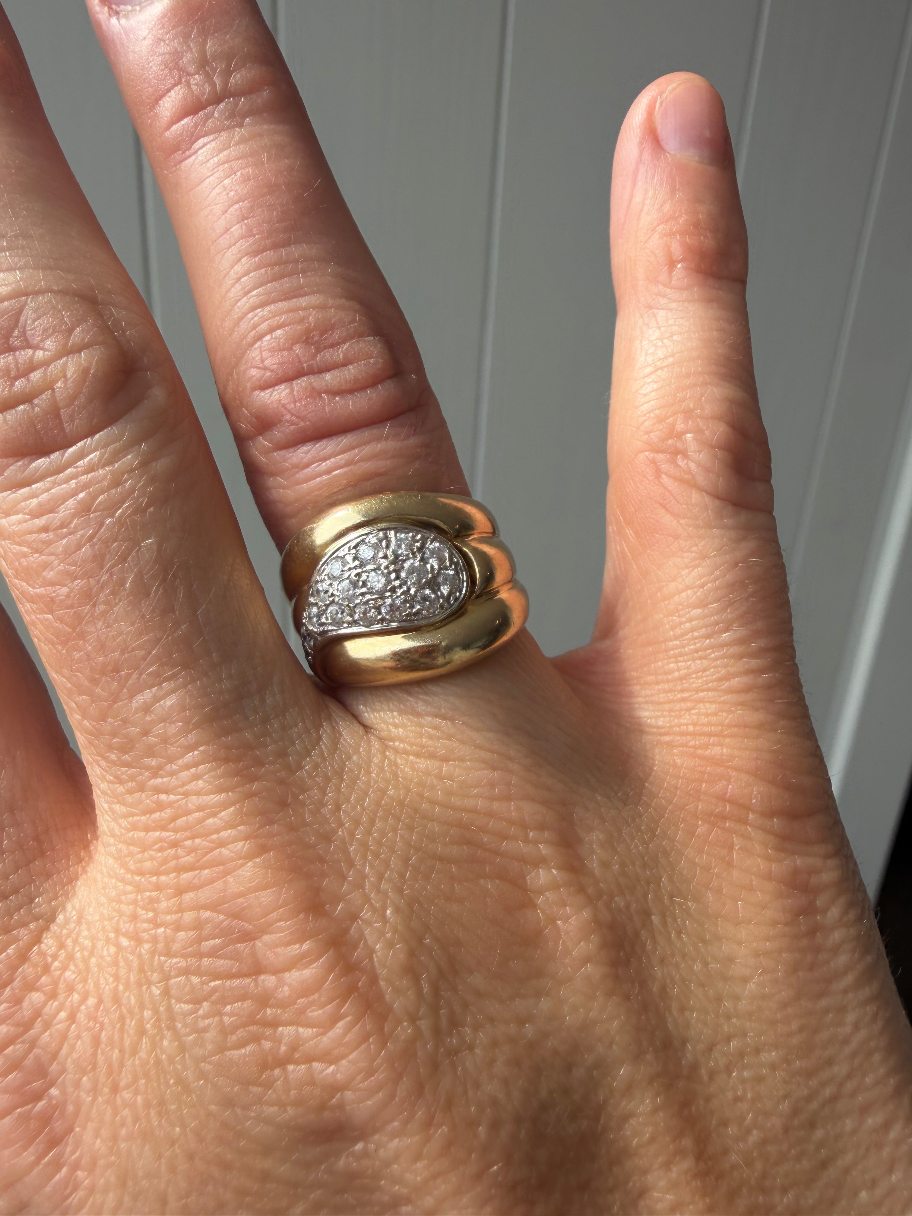 chunky 10k gold and CZ statement ring