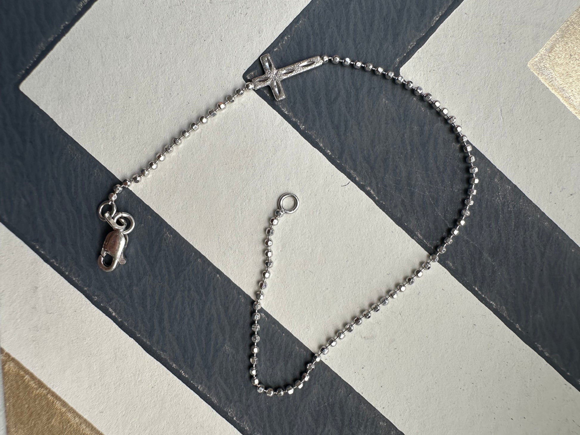 white gold cross bracelet