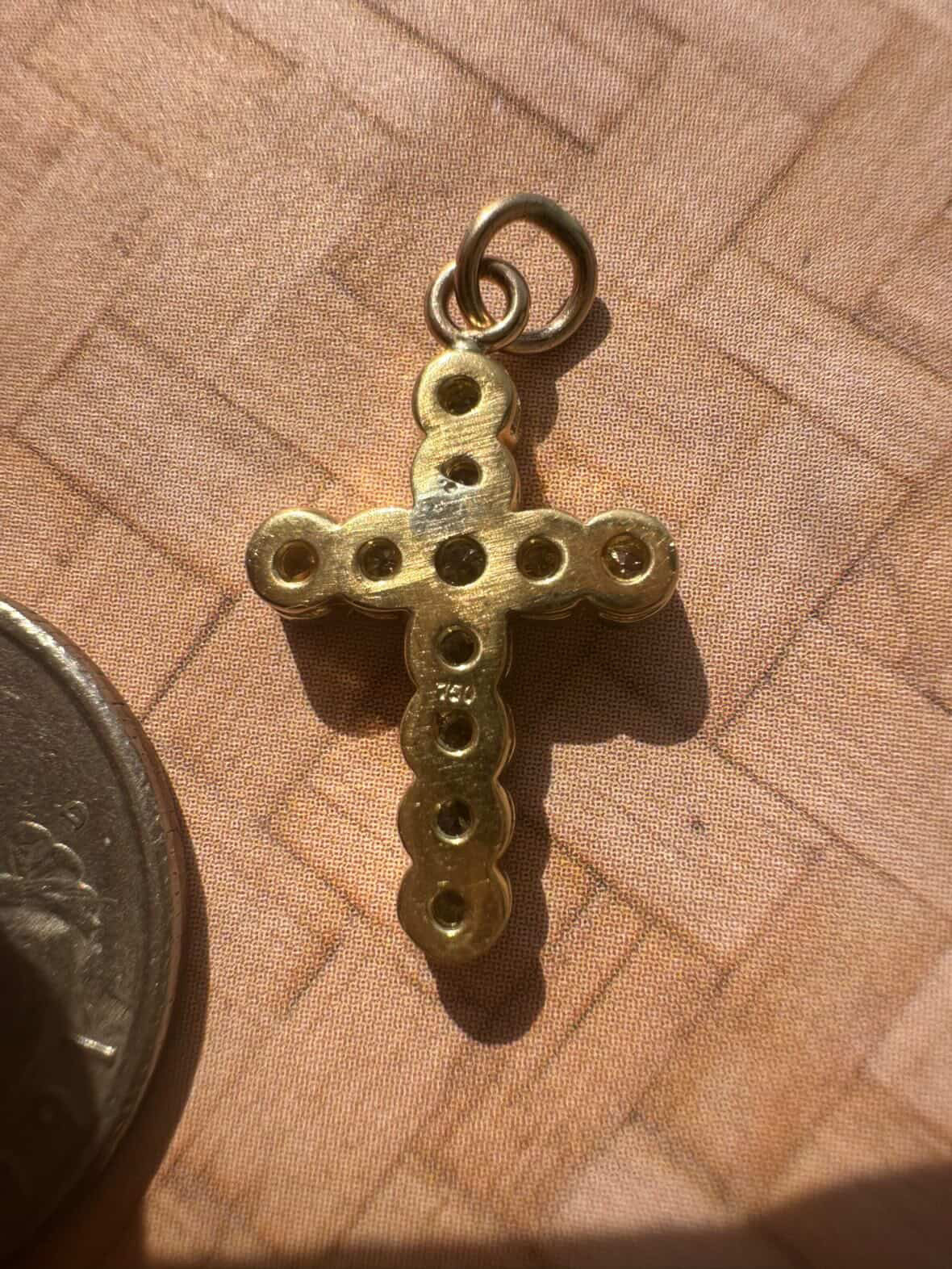 bezel set diamond cross