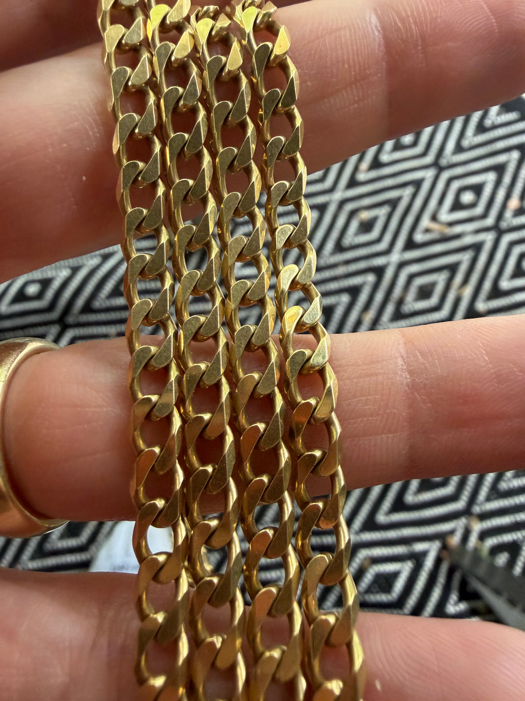 18k yellow gold 24” square link curb chain