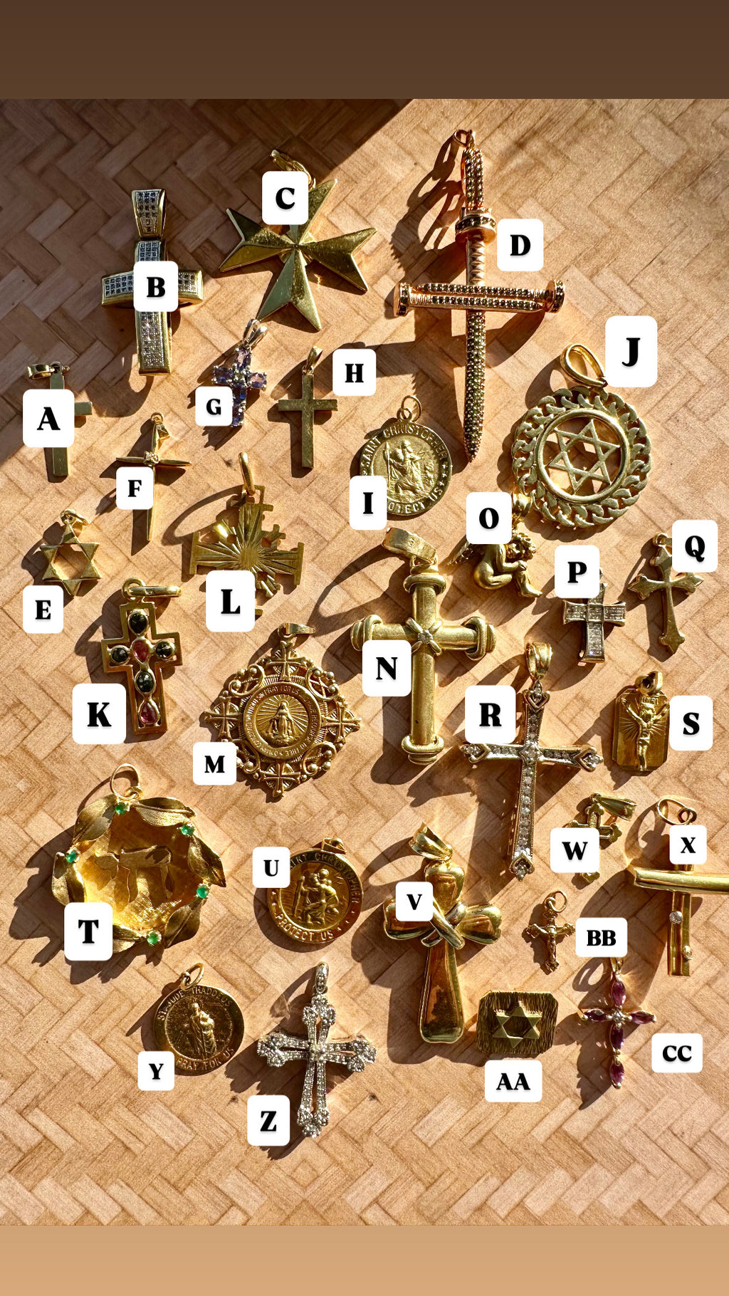 religious charms and pendants