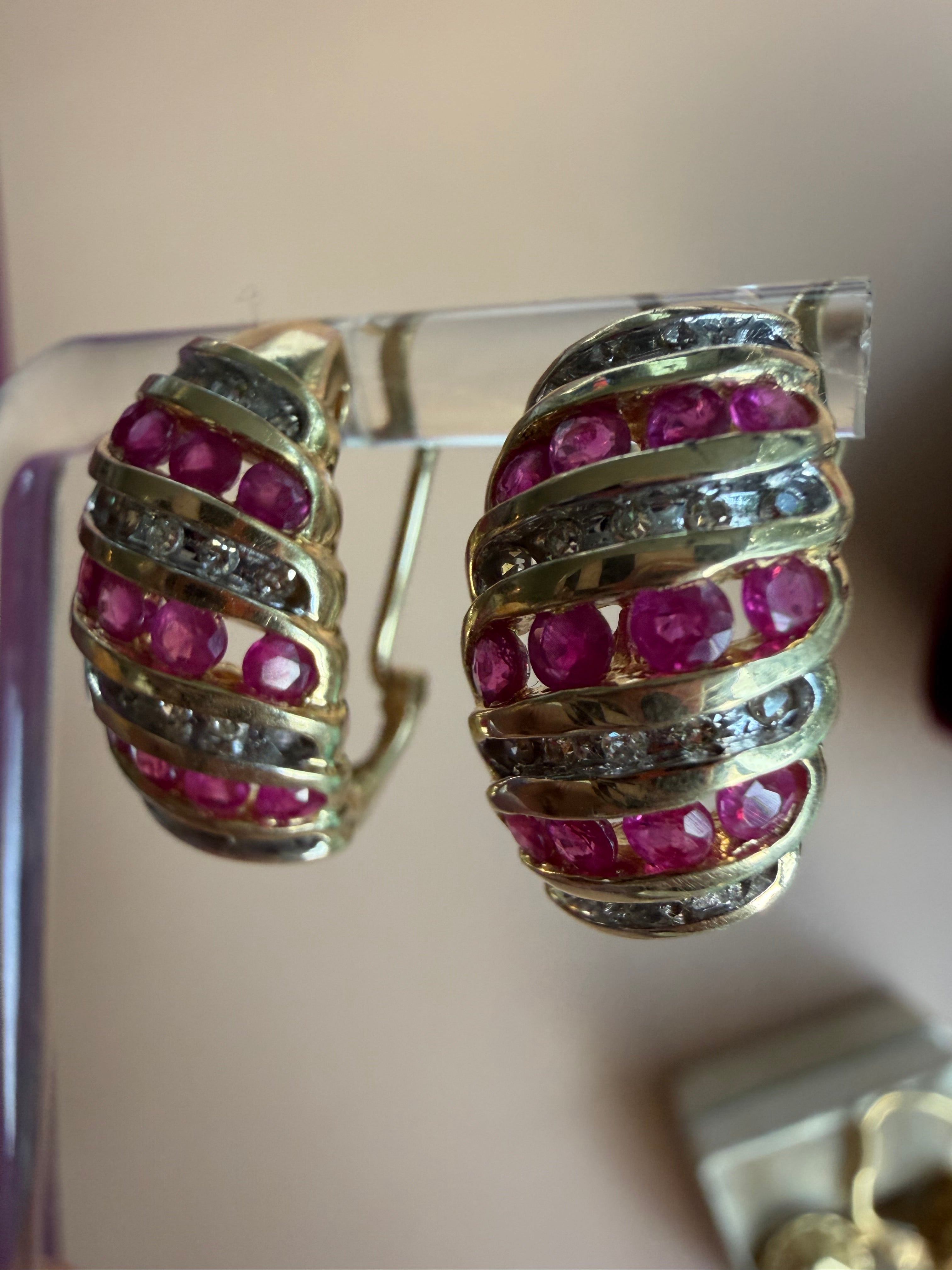 ruby and diamond croissant hoop