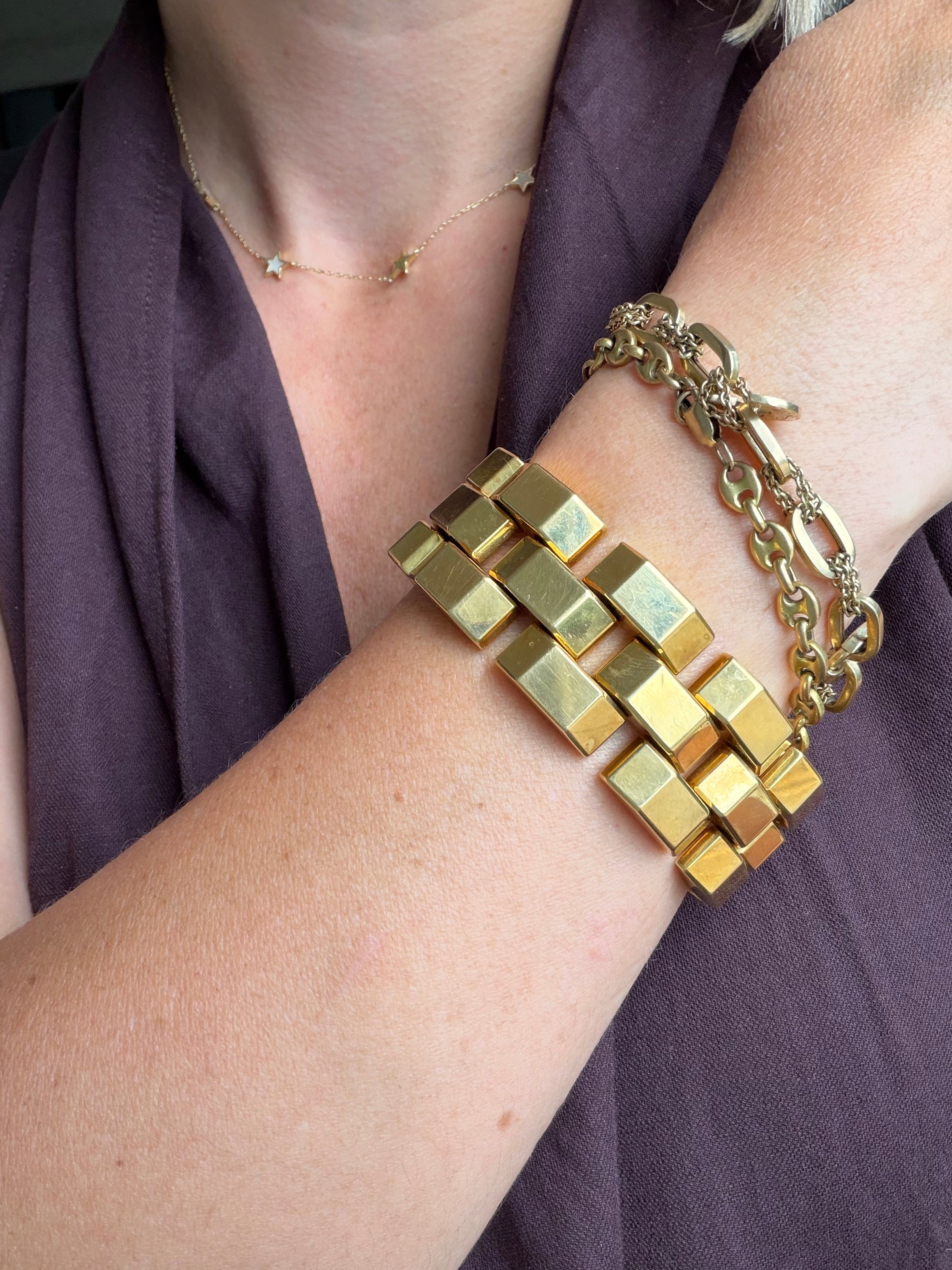 chunky blocky 18k gold bracelet