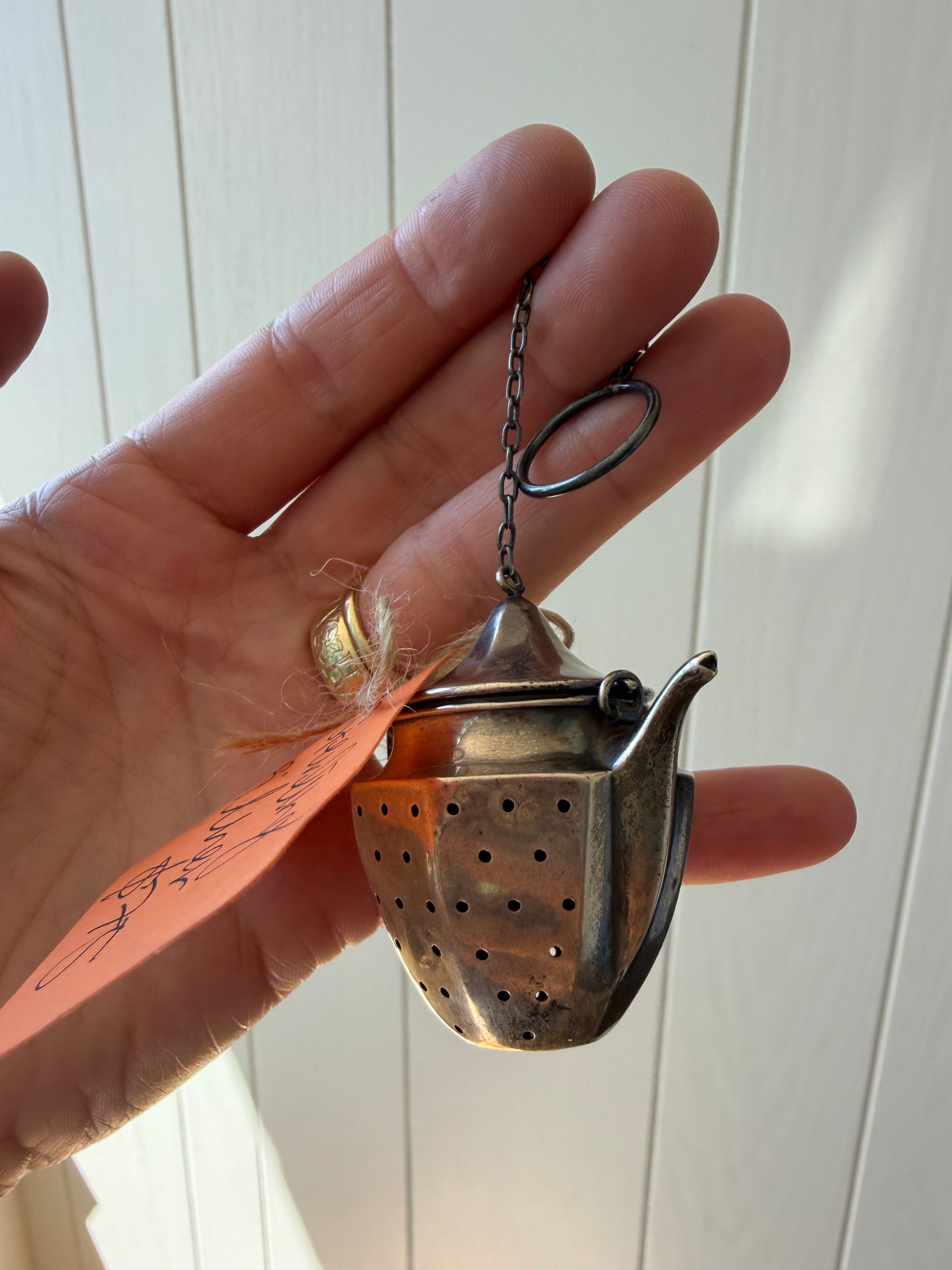 vintage sterling silver loose leaf tea ball strainer
