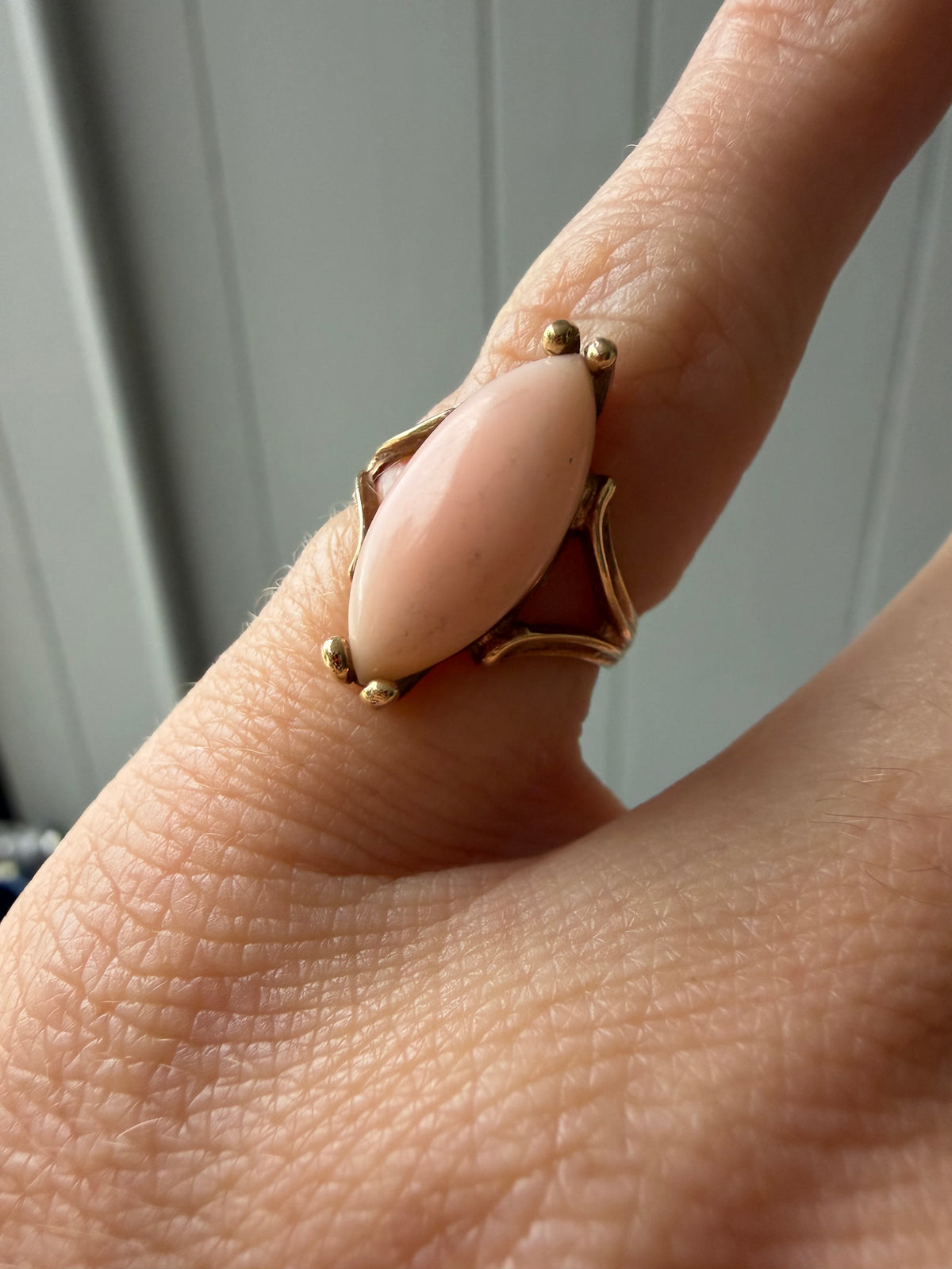 vintage angel skin coral ring
