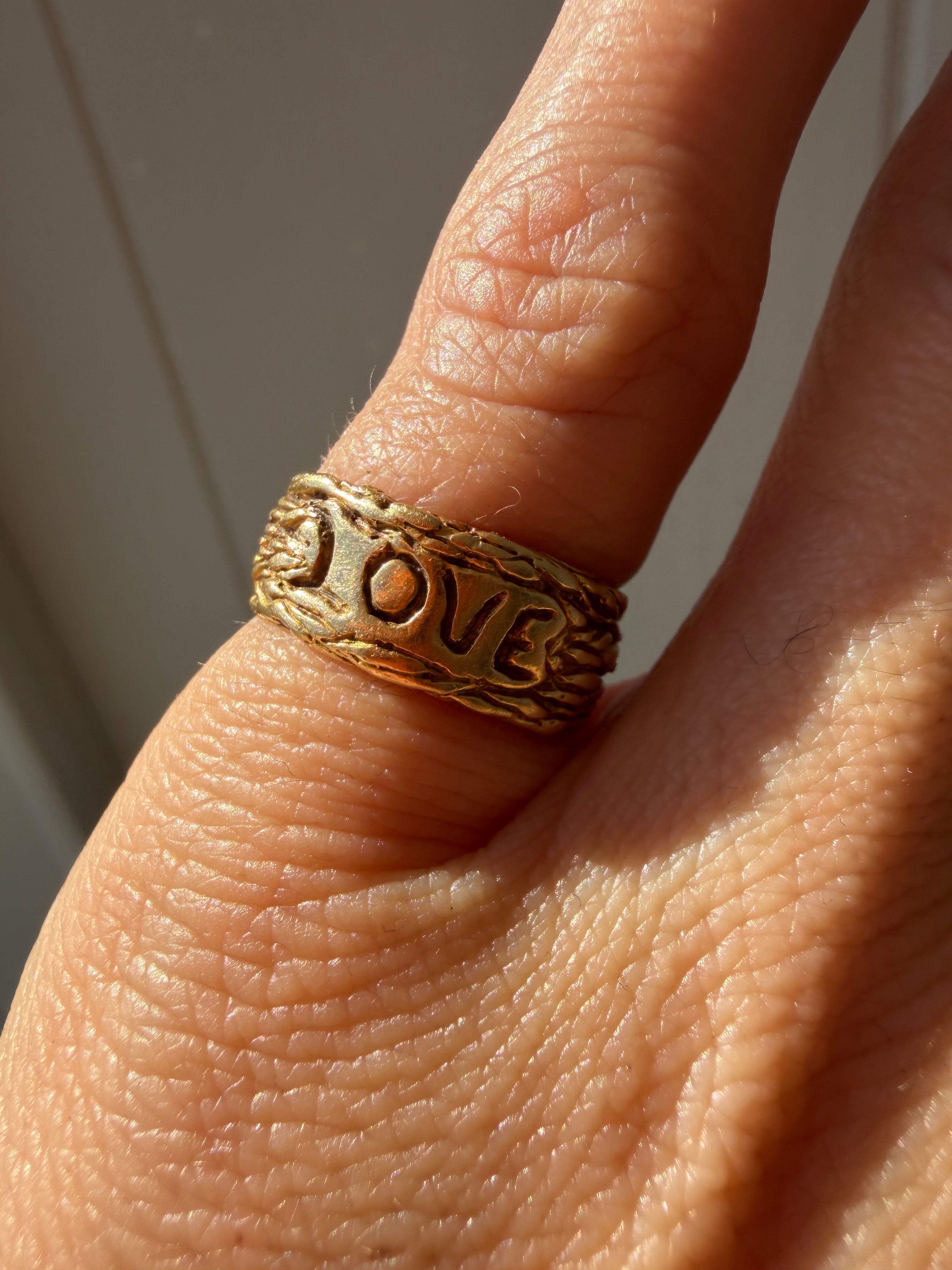 hand engraved LOVE band