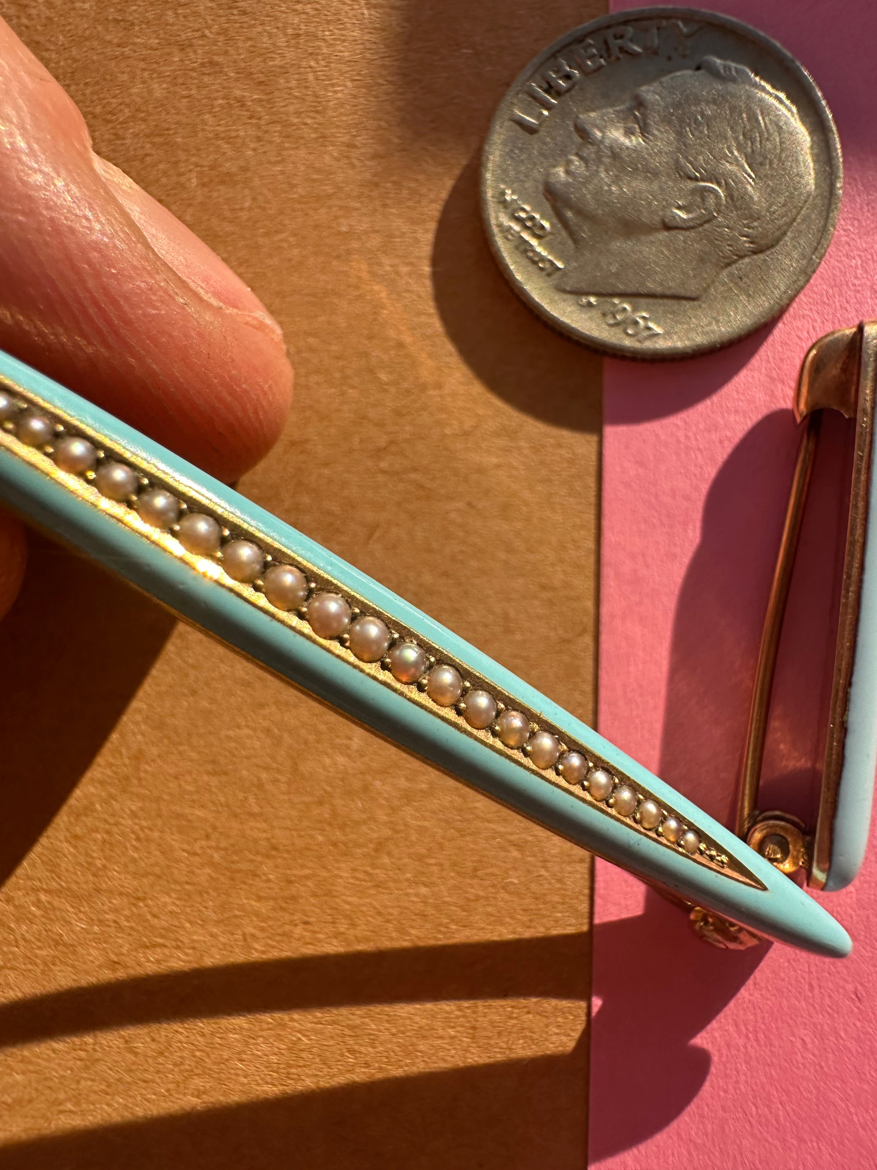 turquoise enamel antique pins