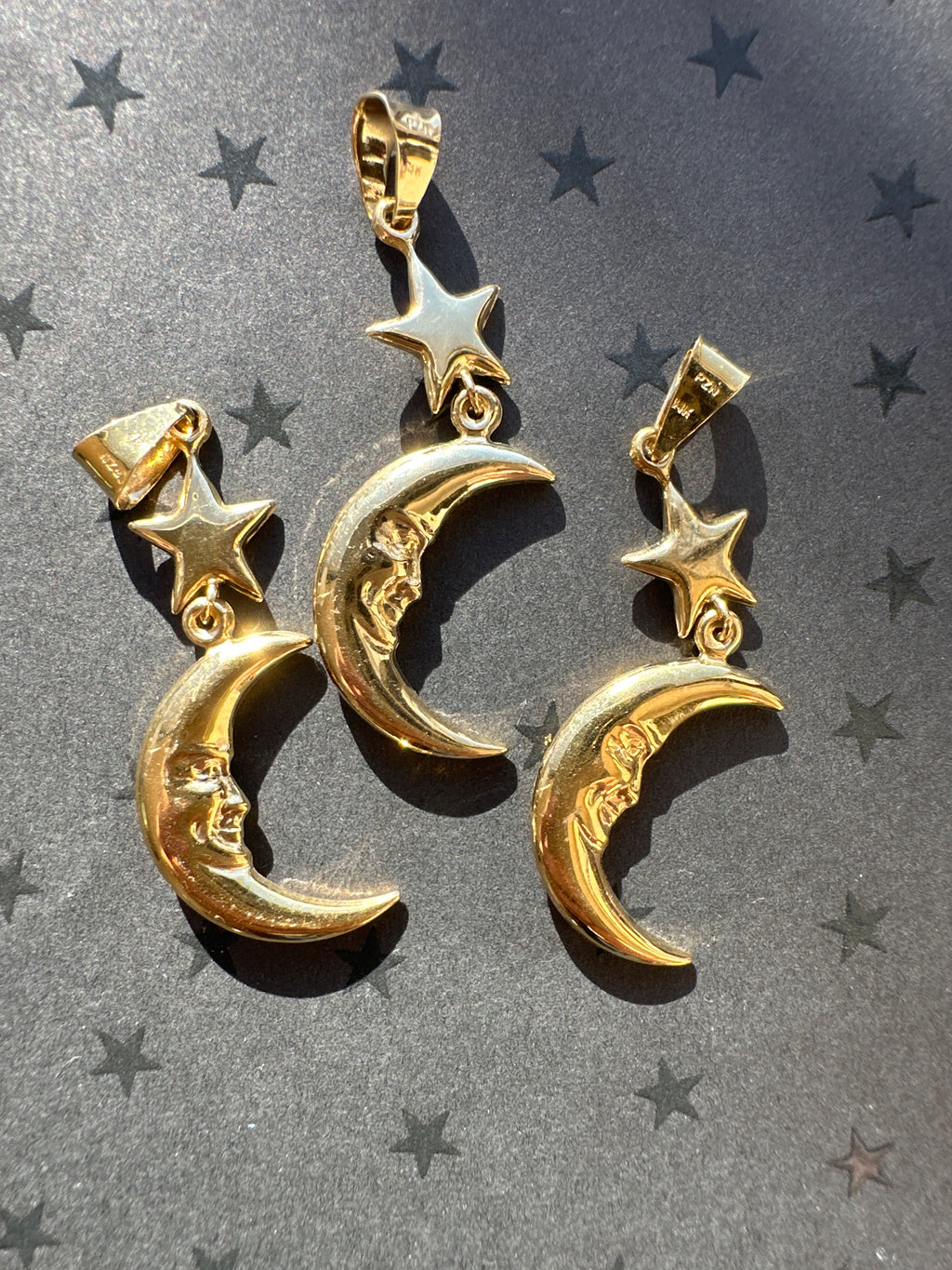 puffy crescent moon and star charm