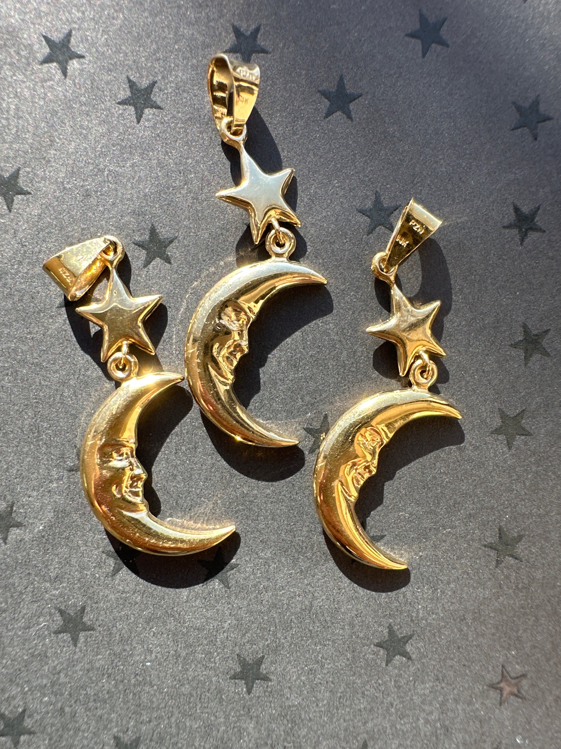 puffy crescent moon and star charm
