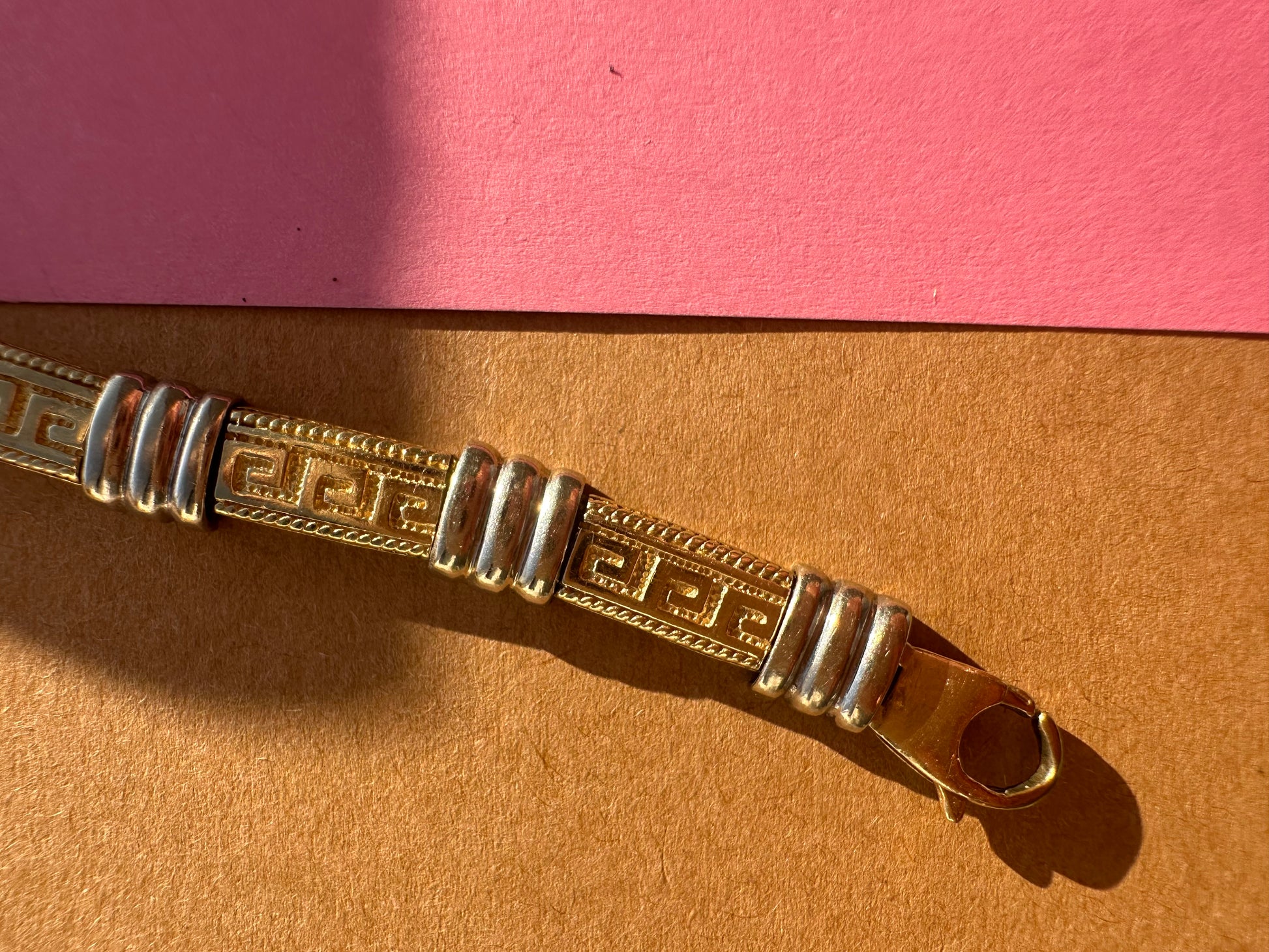 two tone greek key bracelet