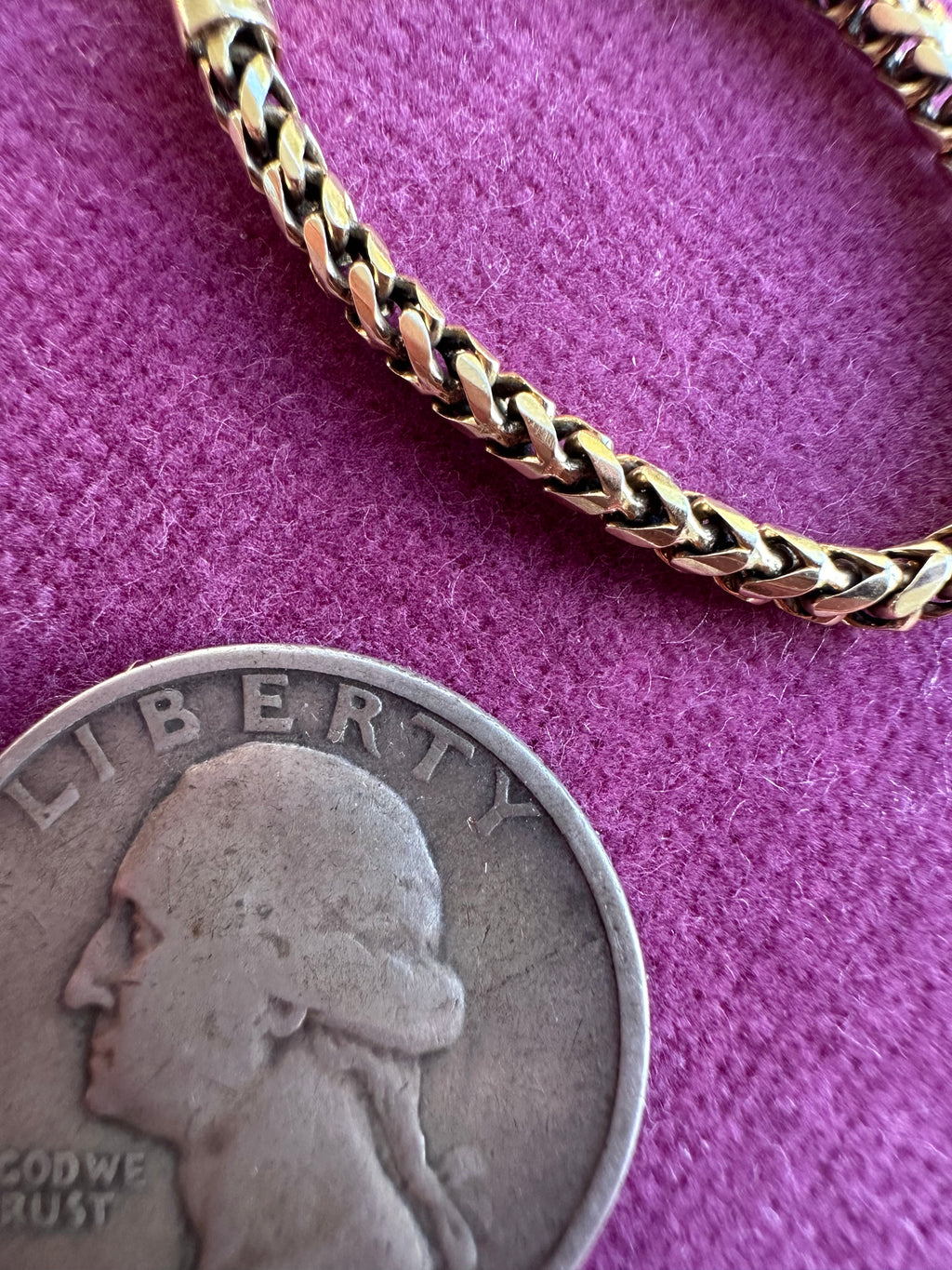 18k gold rounded wheat bracelet with jingle bell