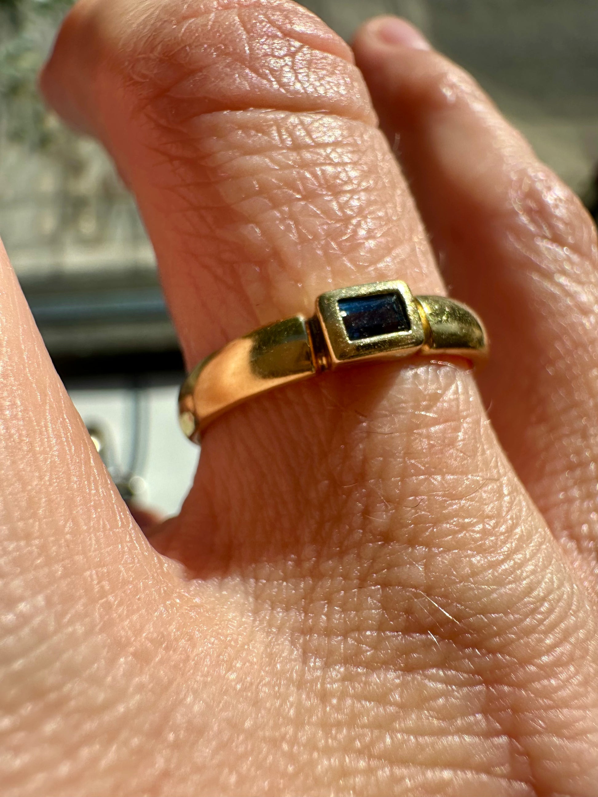 east west bezel set sapphire band