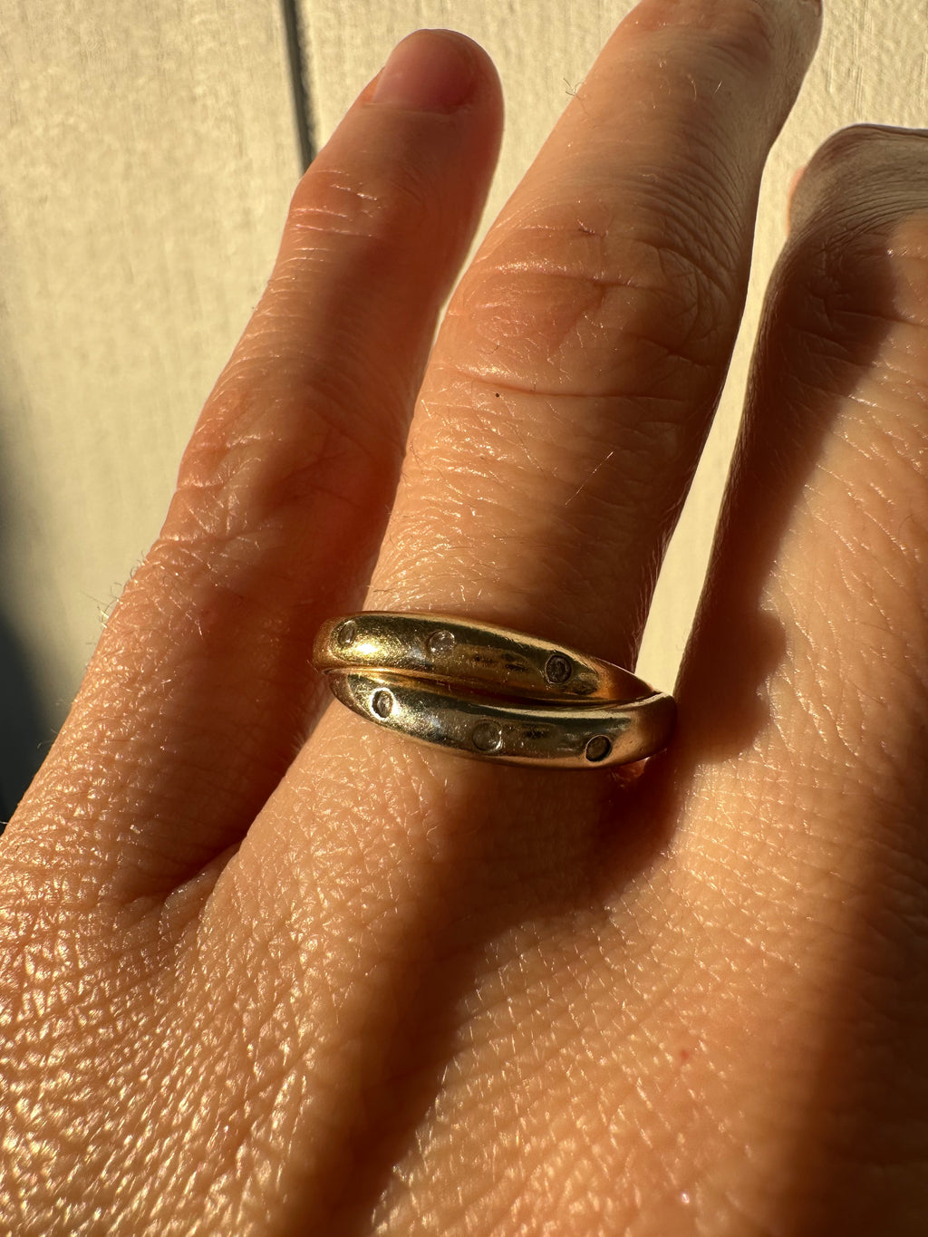 two tone sprinkle diamond band