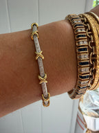 two tone 18k gold and diamond tennis bracelet