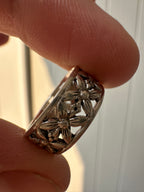 Floral Pipe cut Sterling Band