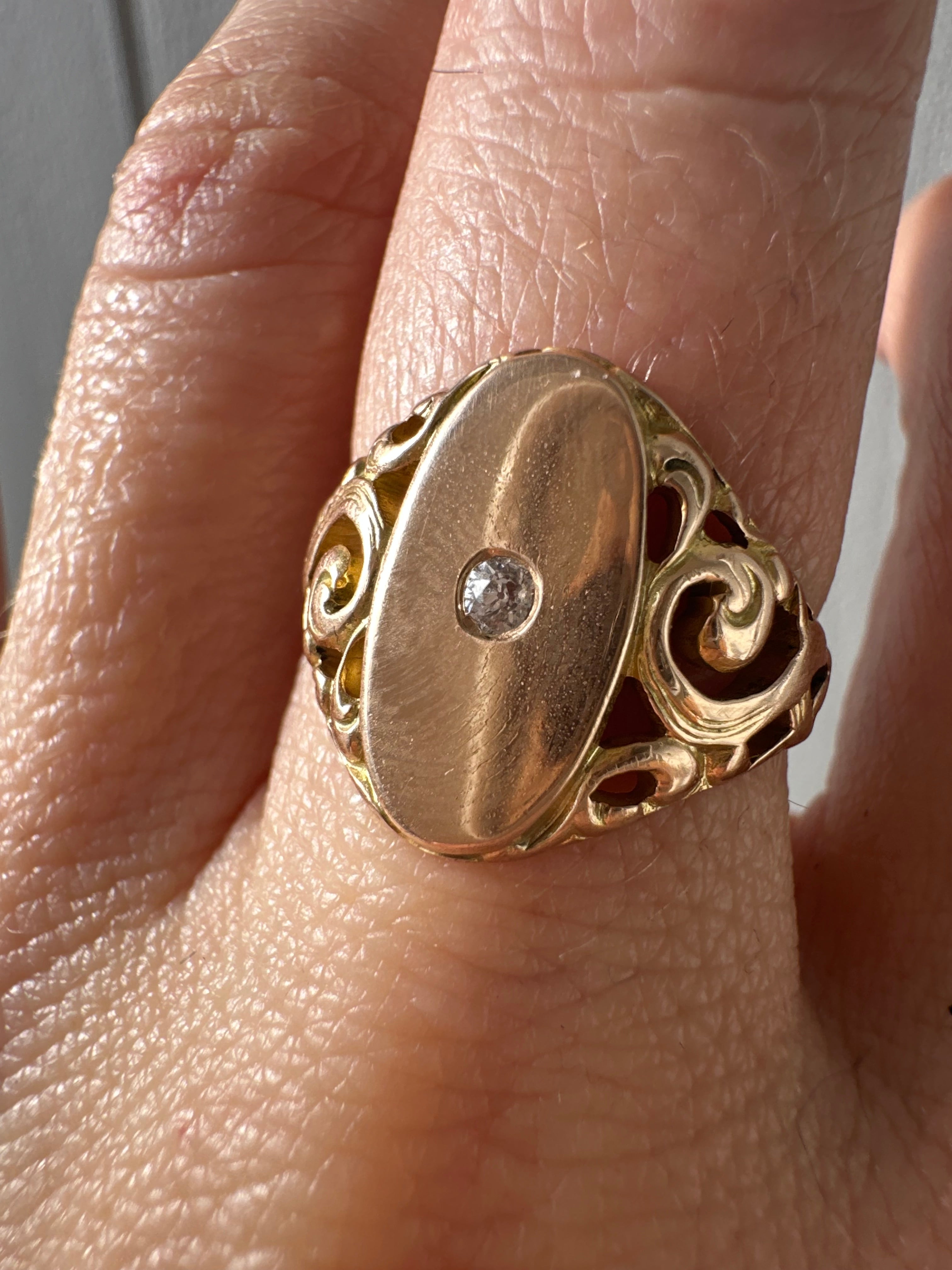 old mine cut diamond signet