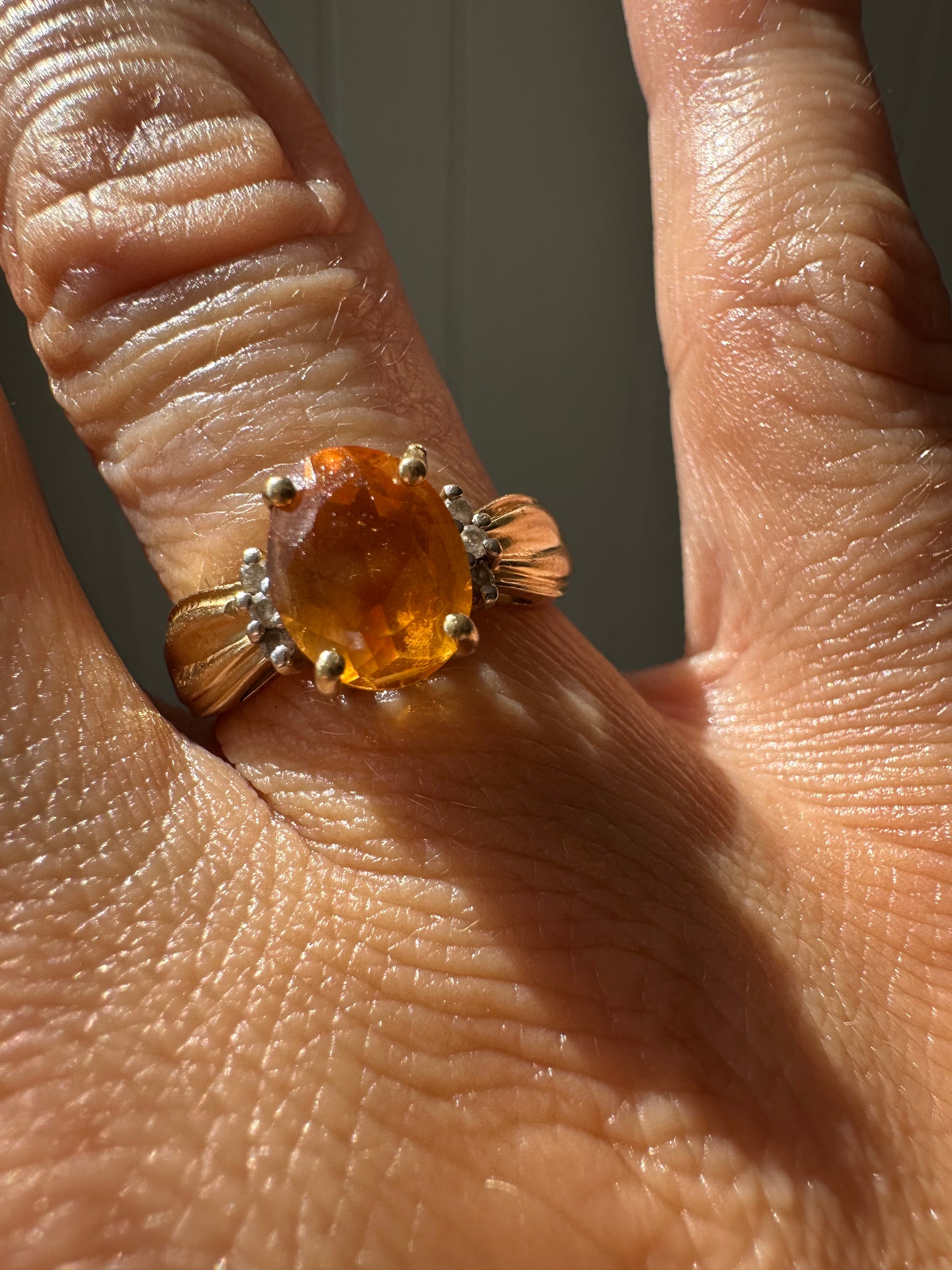 citrine and diamond ring