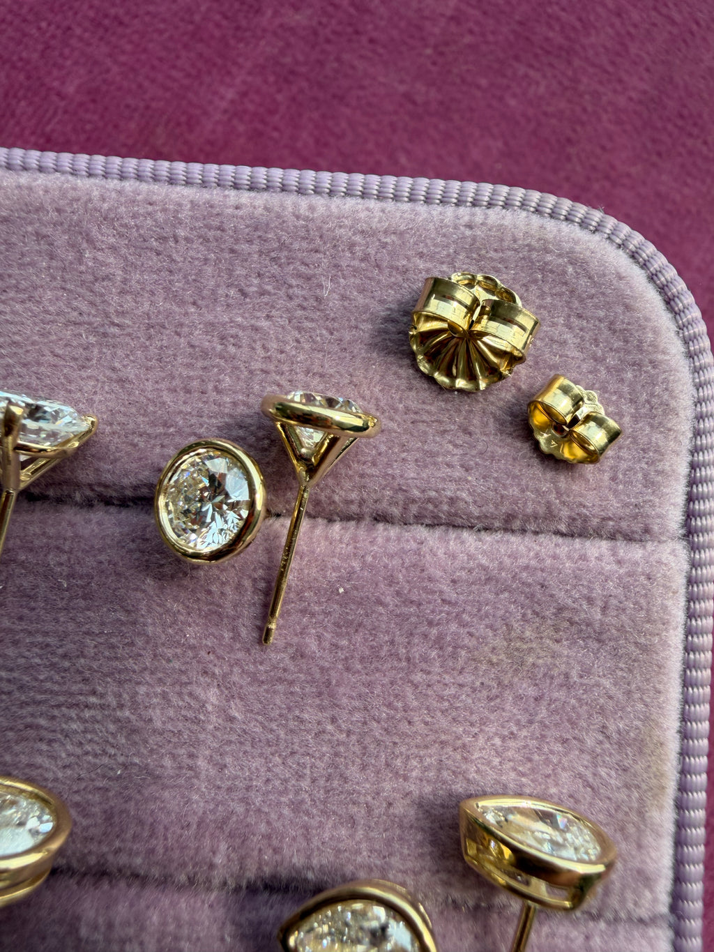 bezel and martini set lab diamond studs