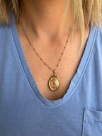 18k gold ball and biker link station chain 18.25"