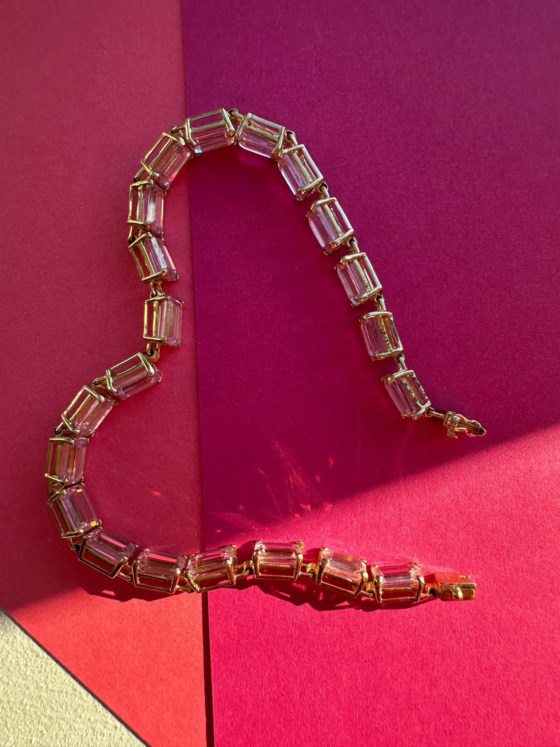 pale pink quartz tennis bracelet