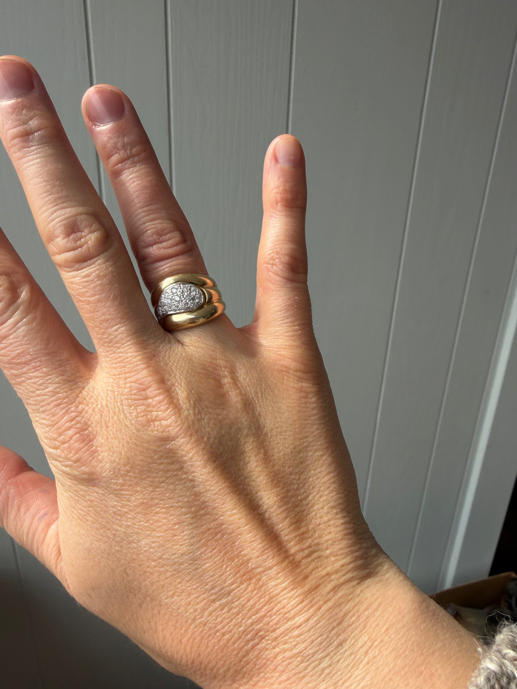 chunky 10k gold and CZ statement ring