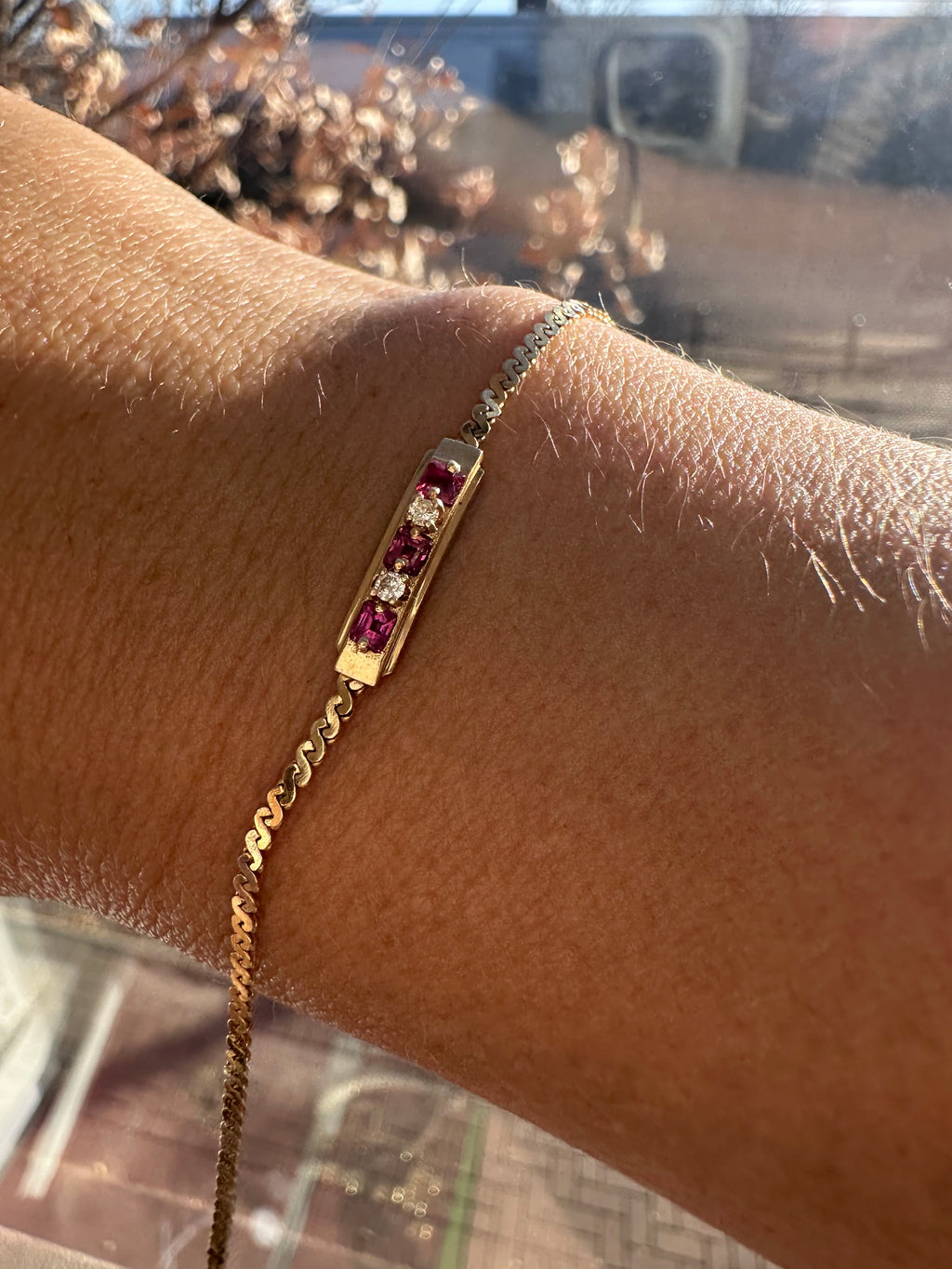 ruby and diamond bar bracelet