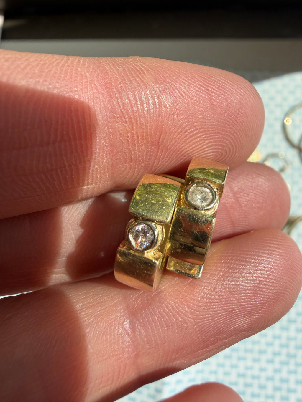 chunky click in hoops with bezel set diamond