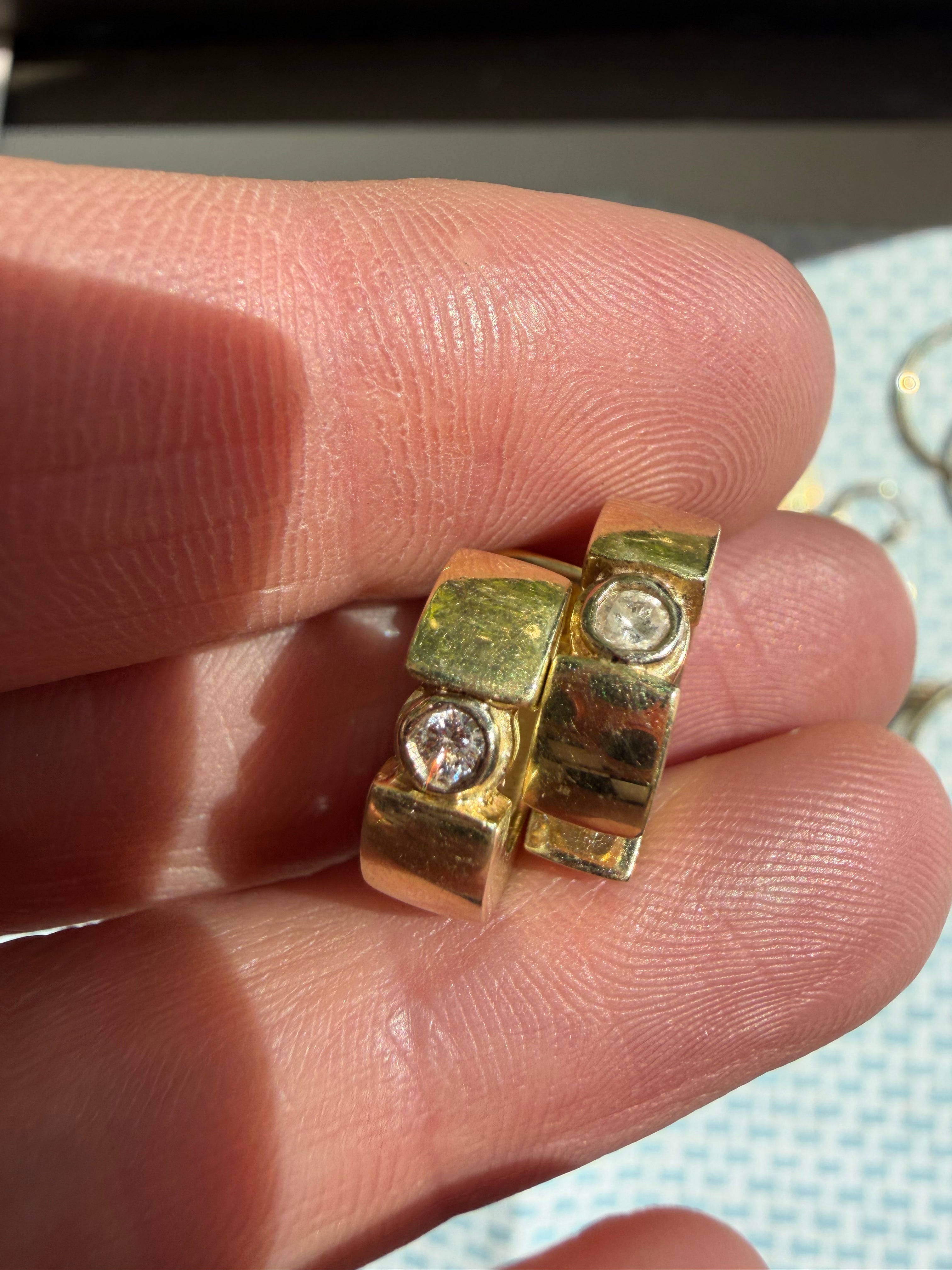 chunky click in hoops with bezel set diamond