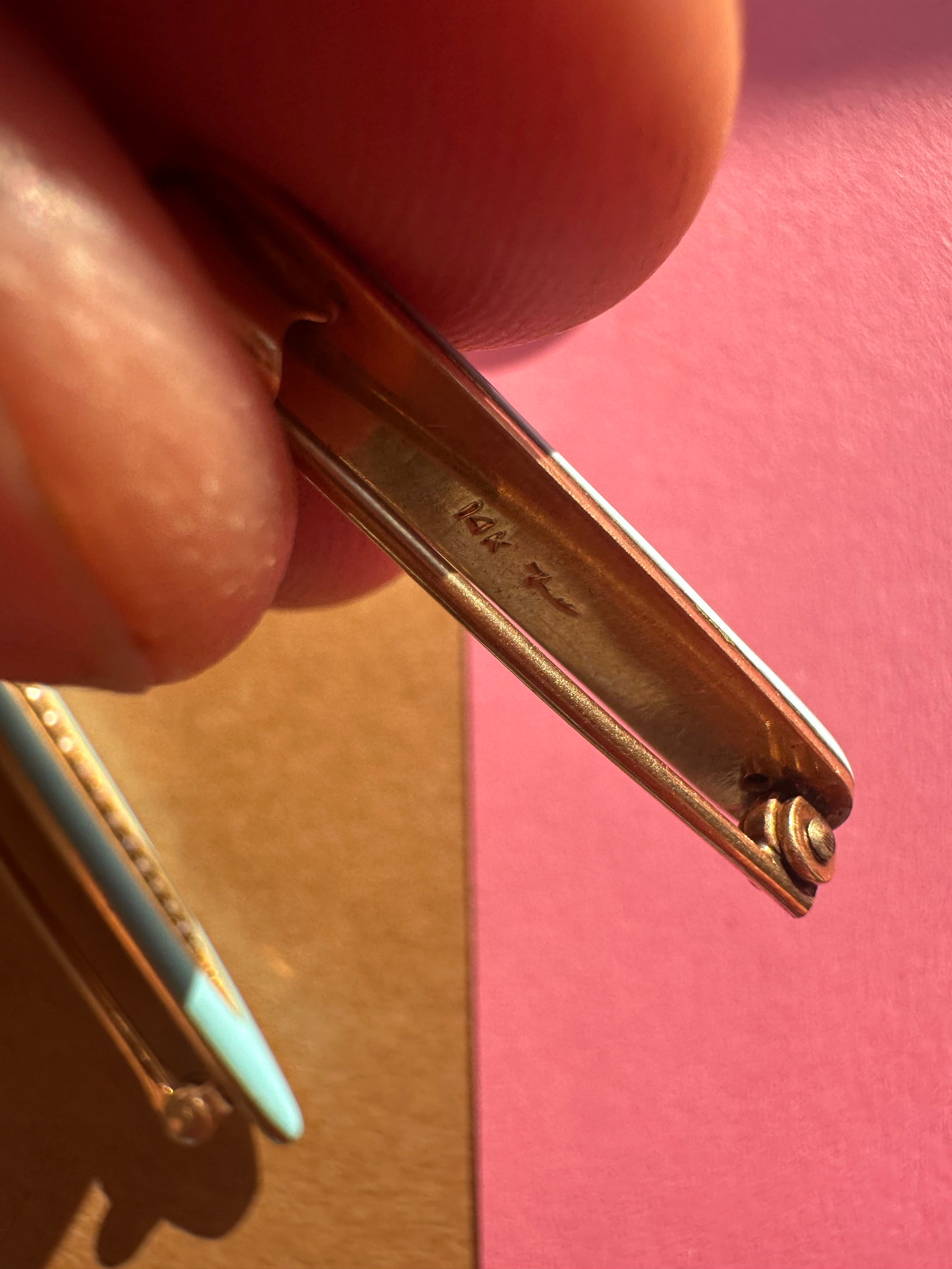 turquoise enamel antique pins