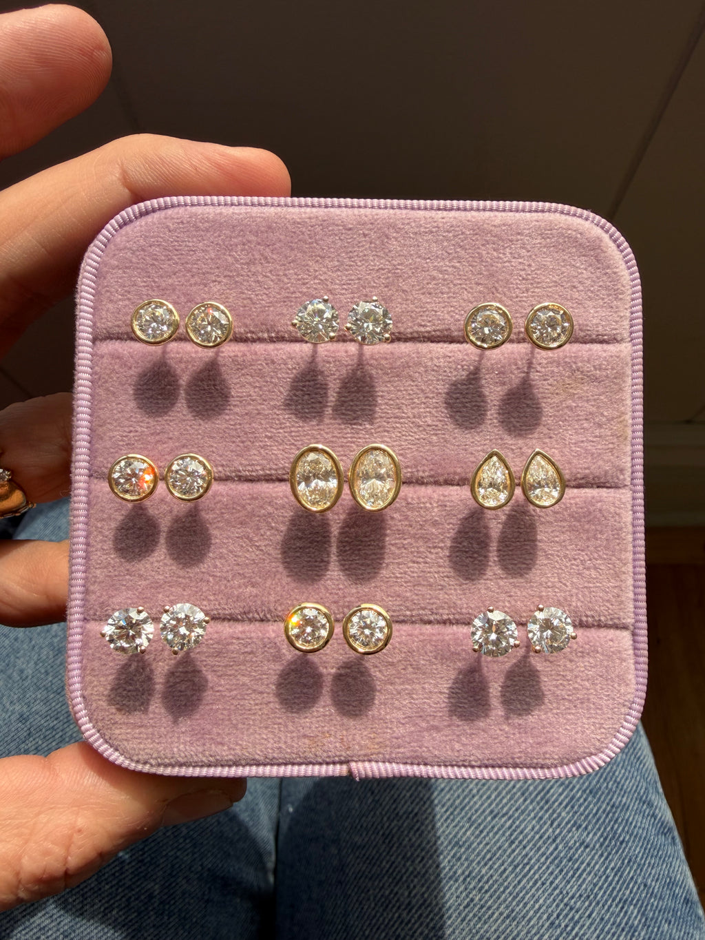 bezel and martini set lab diamond studs