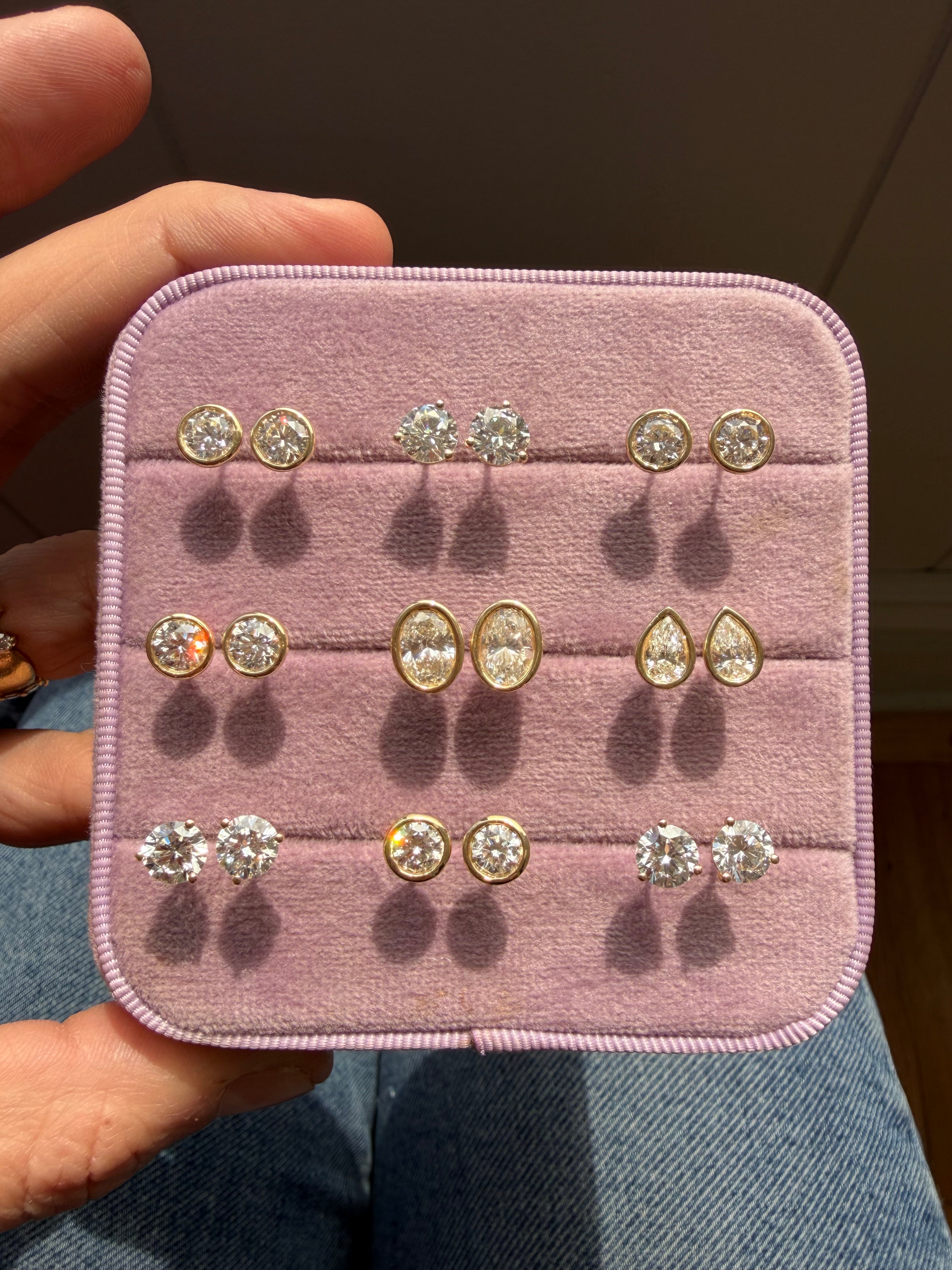 bezel and martini set lab diamond studs