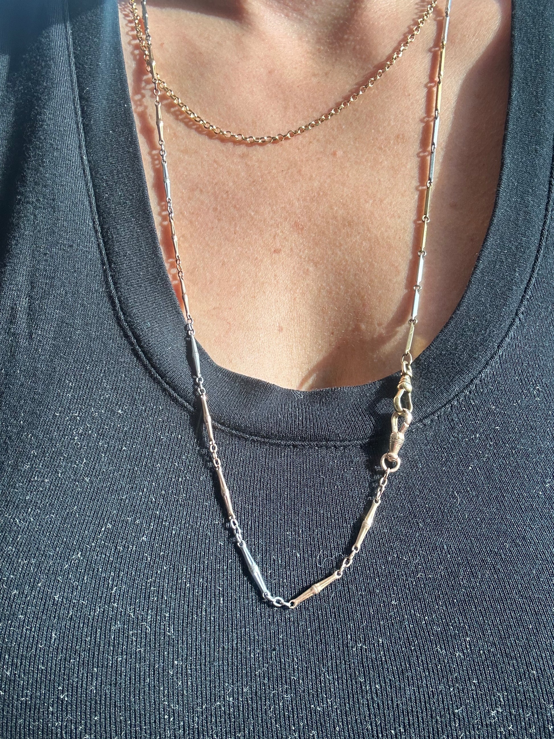 15  5/8" two tone rosy and white watch chain