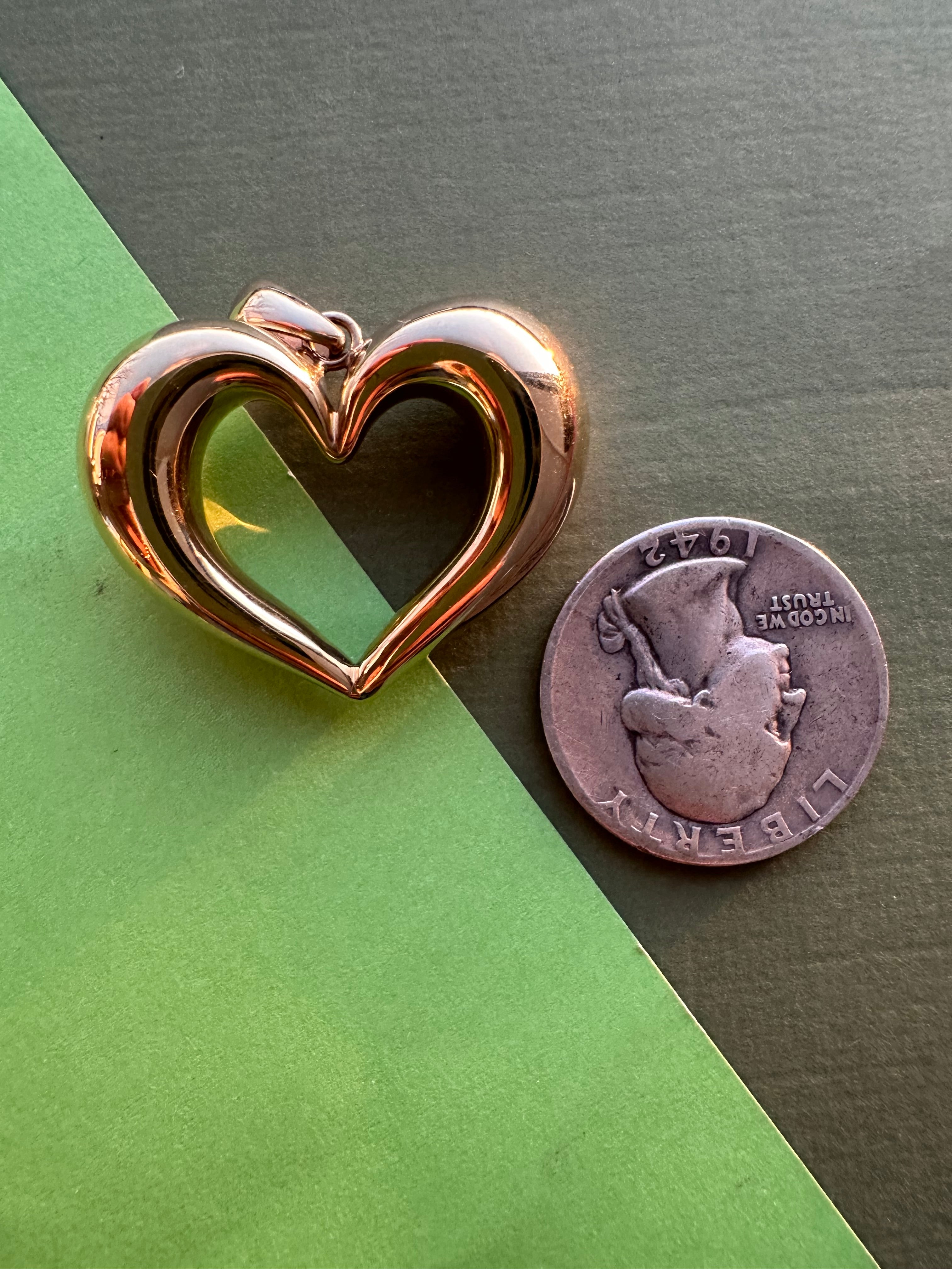18k gold oversized puffy open heart