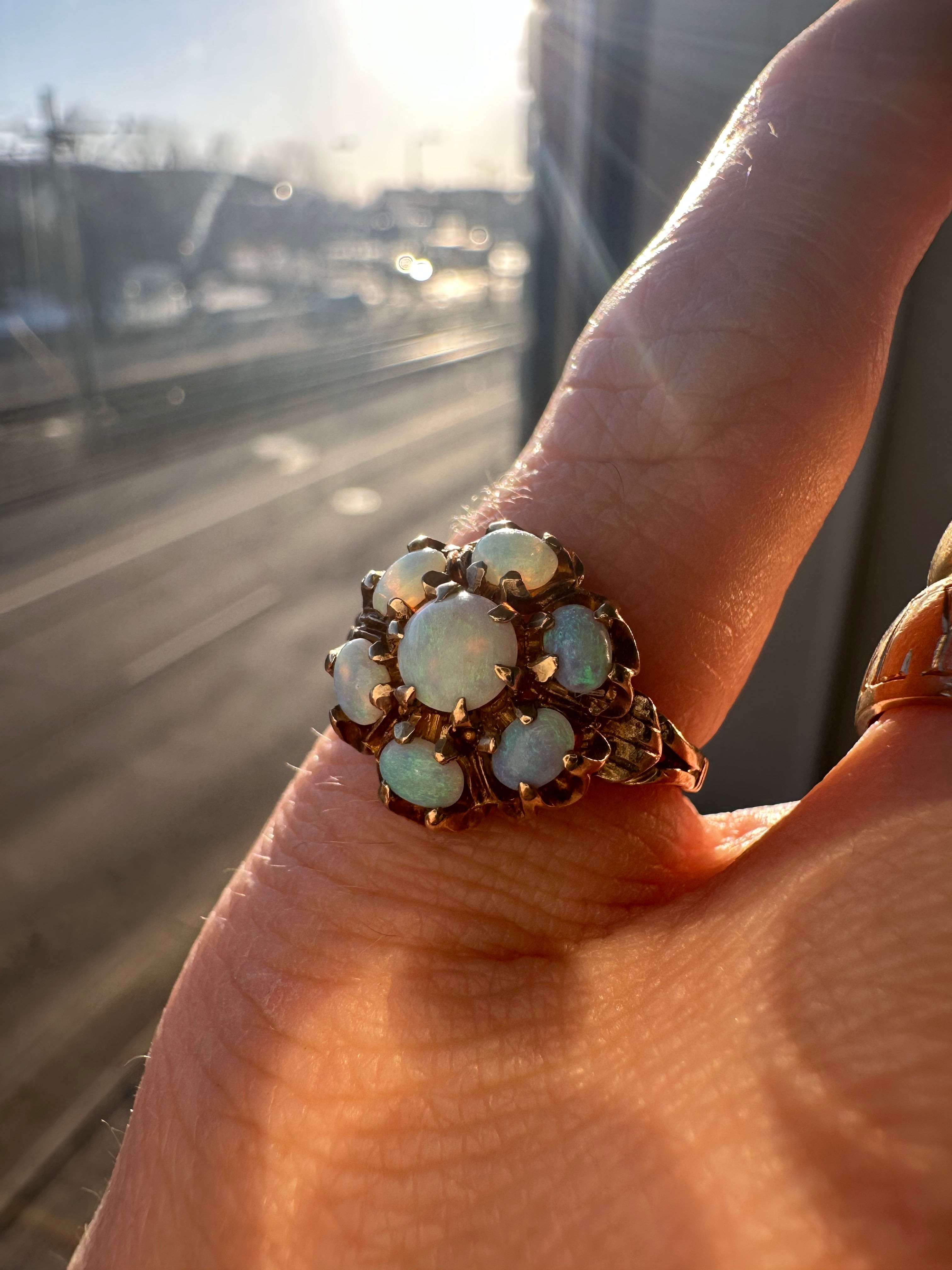 antique opal cluster ring