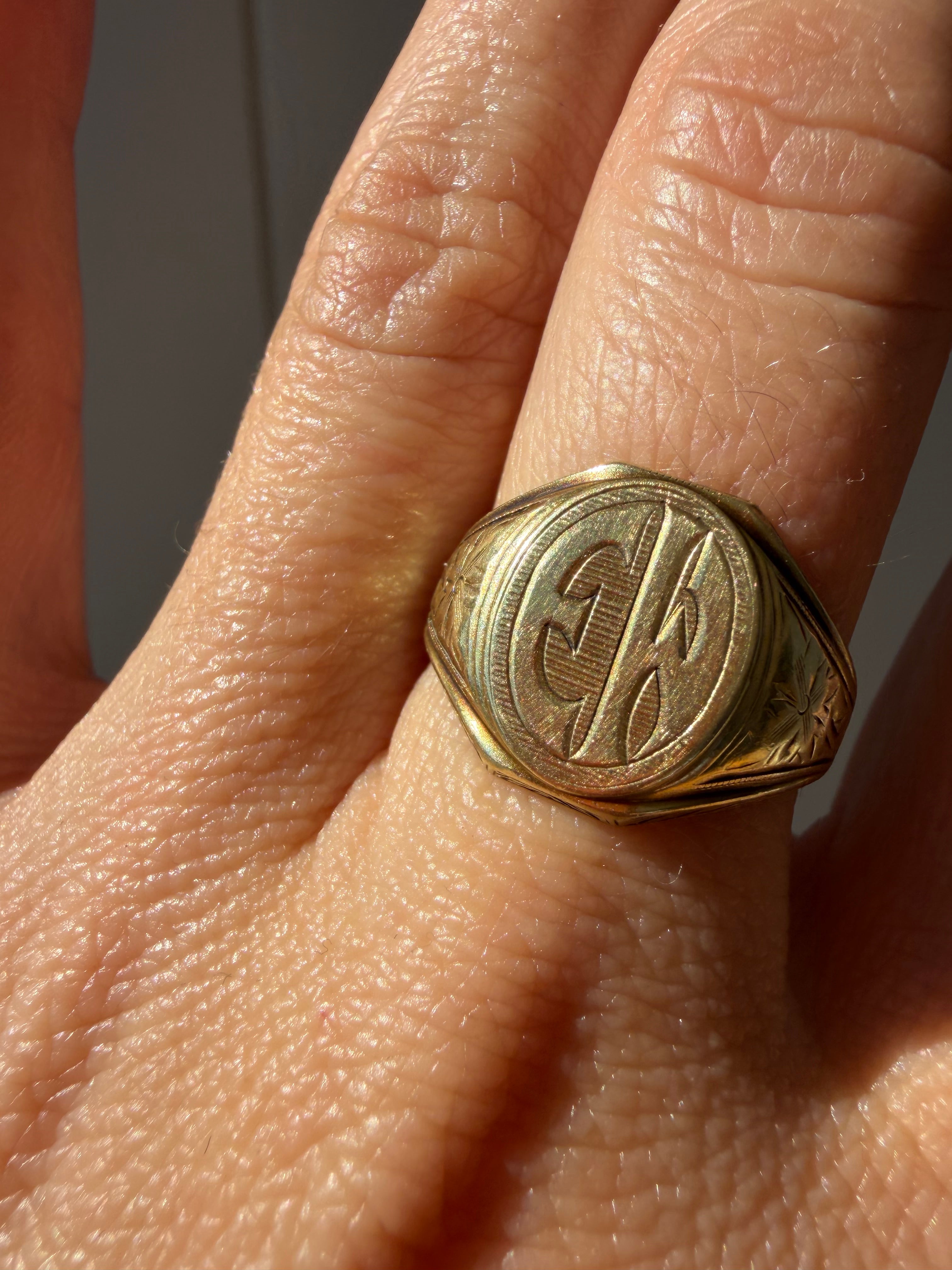 hand engraved EW signet