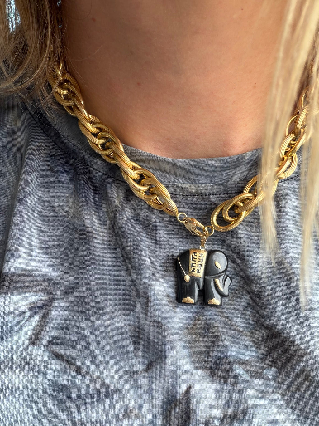 onyx and gold elephant