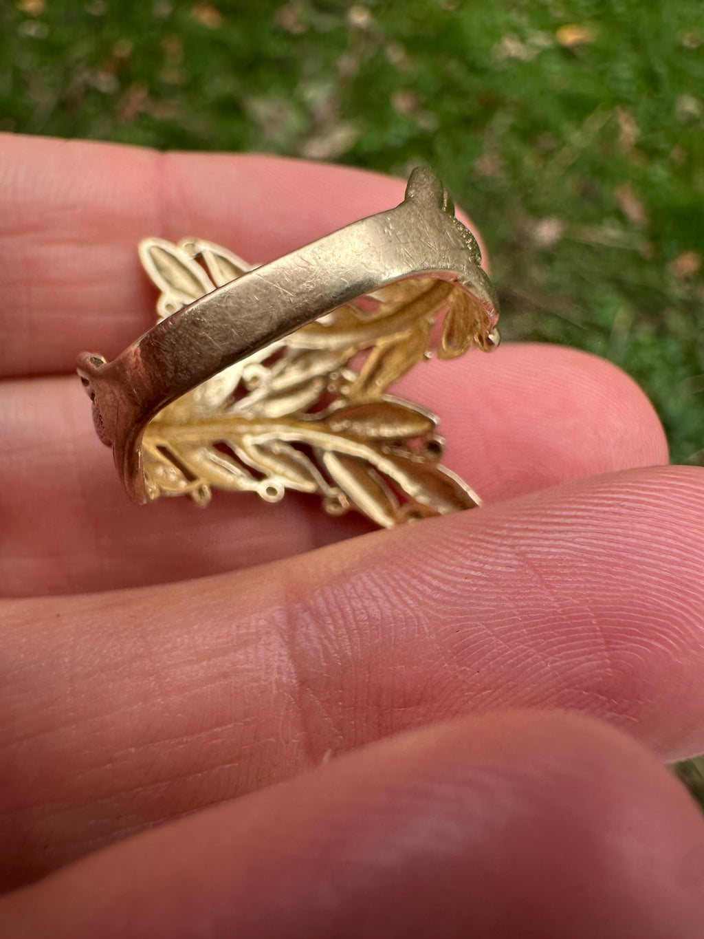 Leaf wrap style navette ring
