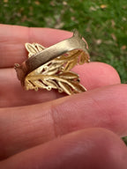 Leaf wrap style navette ring