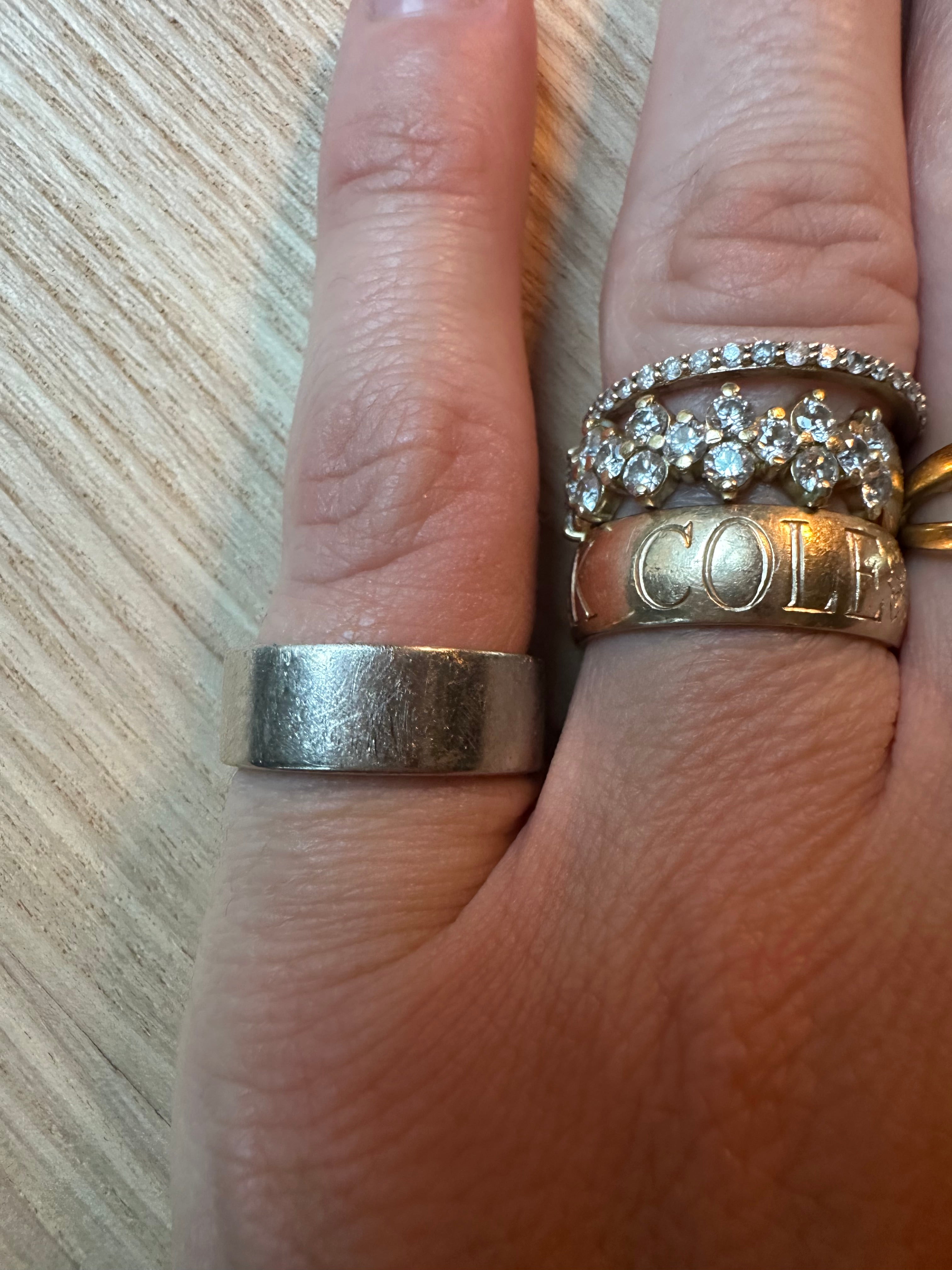 7mm pipe cut white gold band