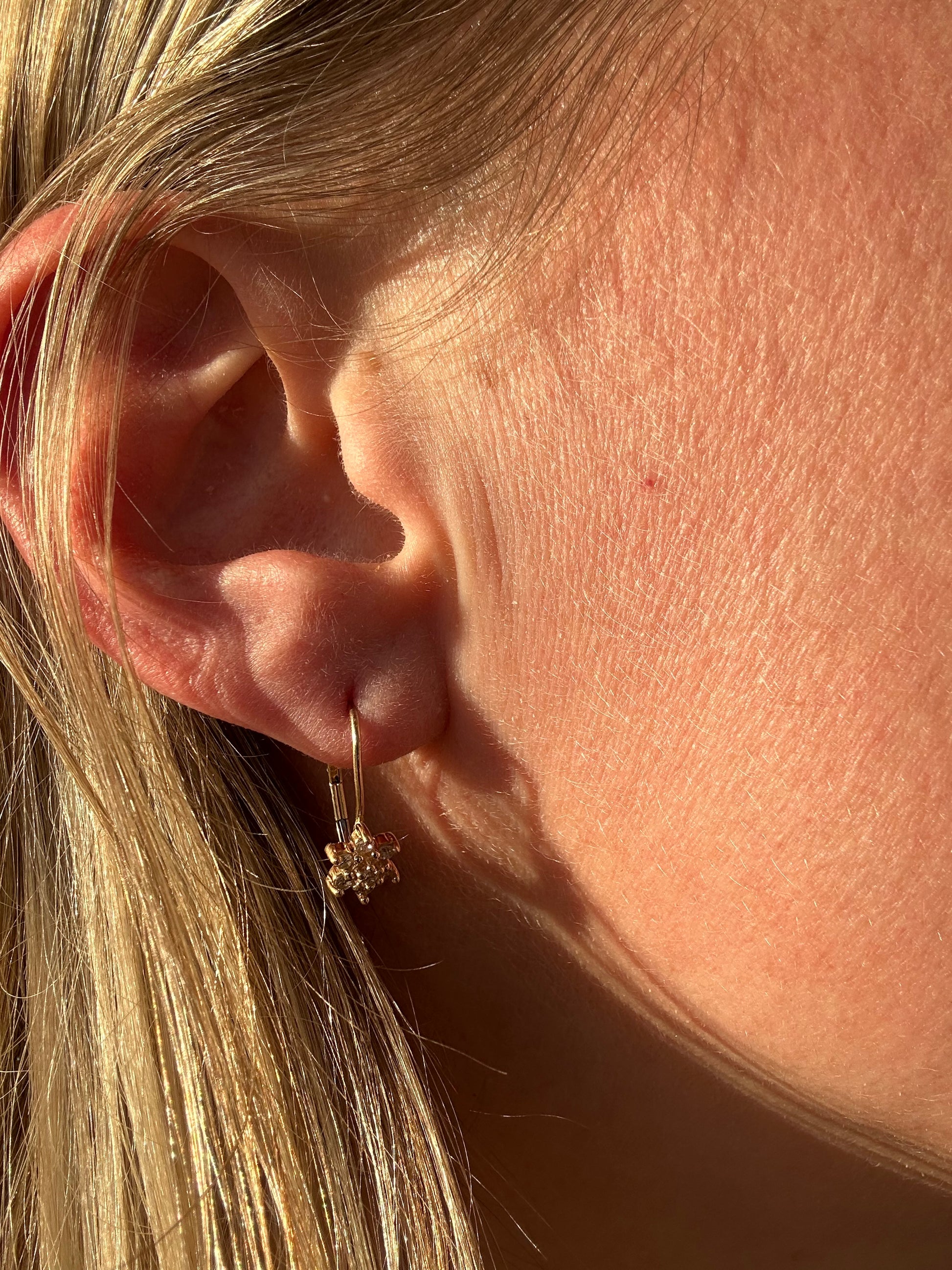 diamond star leverback earrings