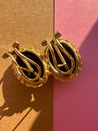 onyx + gold omega back earrings