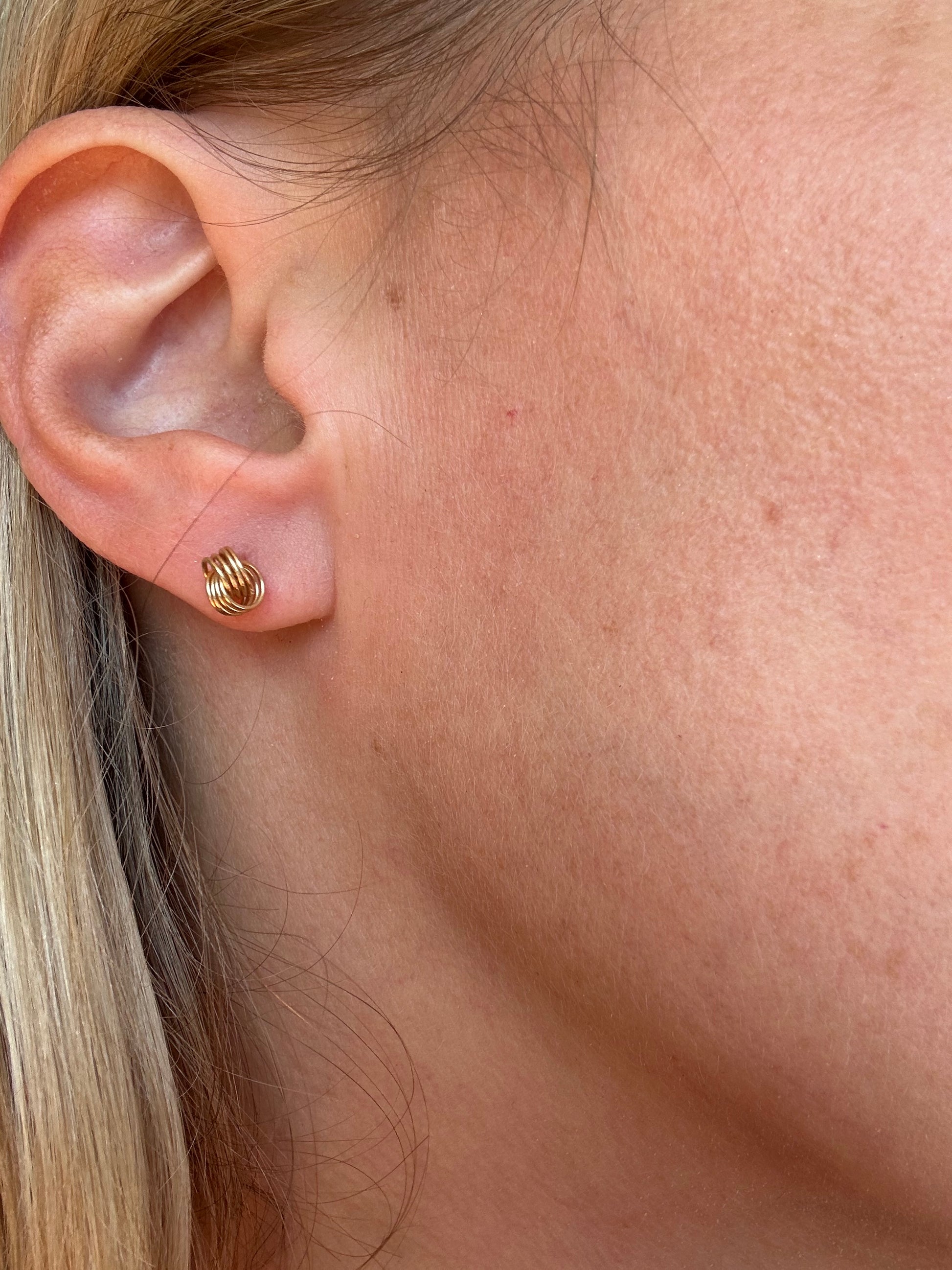 knot studs and amethyst leverback