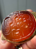 18k intaglio carved carnelian ring