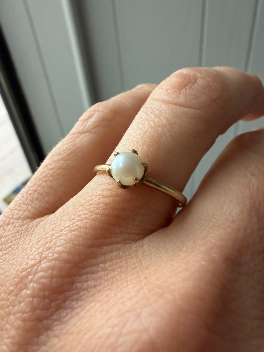vintage claw set pearl ring