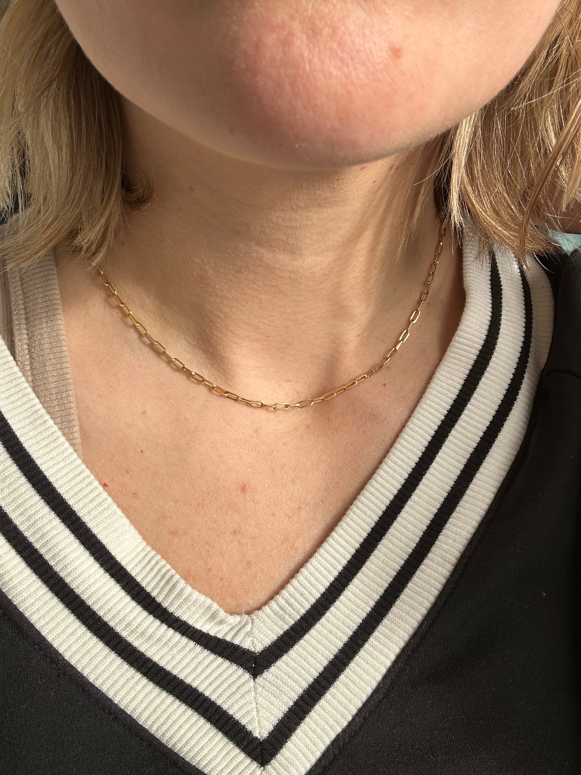18k gold 18.5” paperclip chain