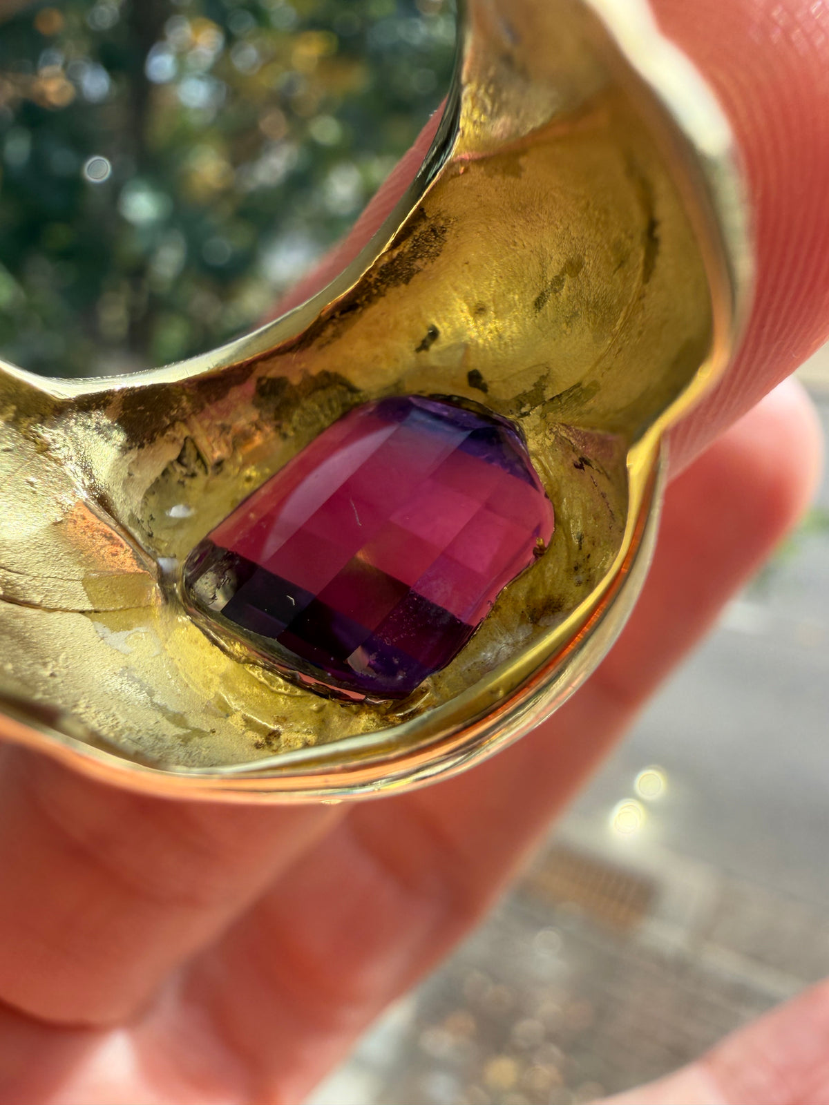 chunky 18k amethyst ring