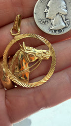 engine turned horse charm