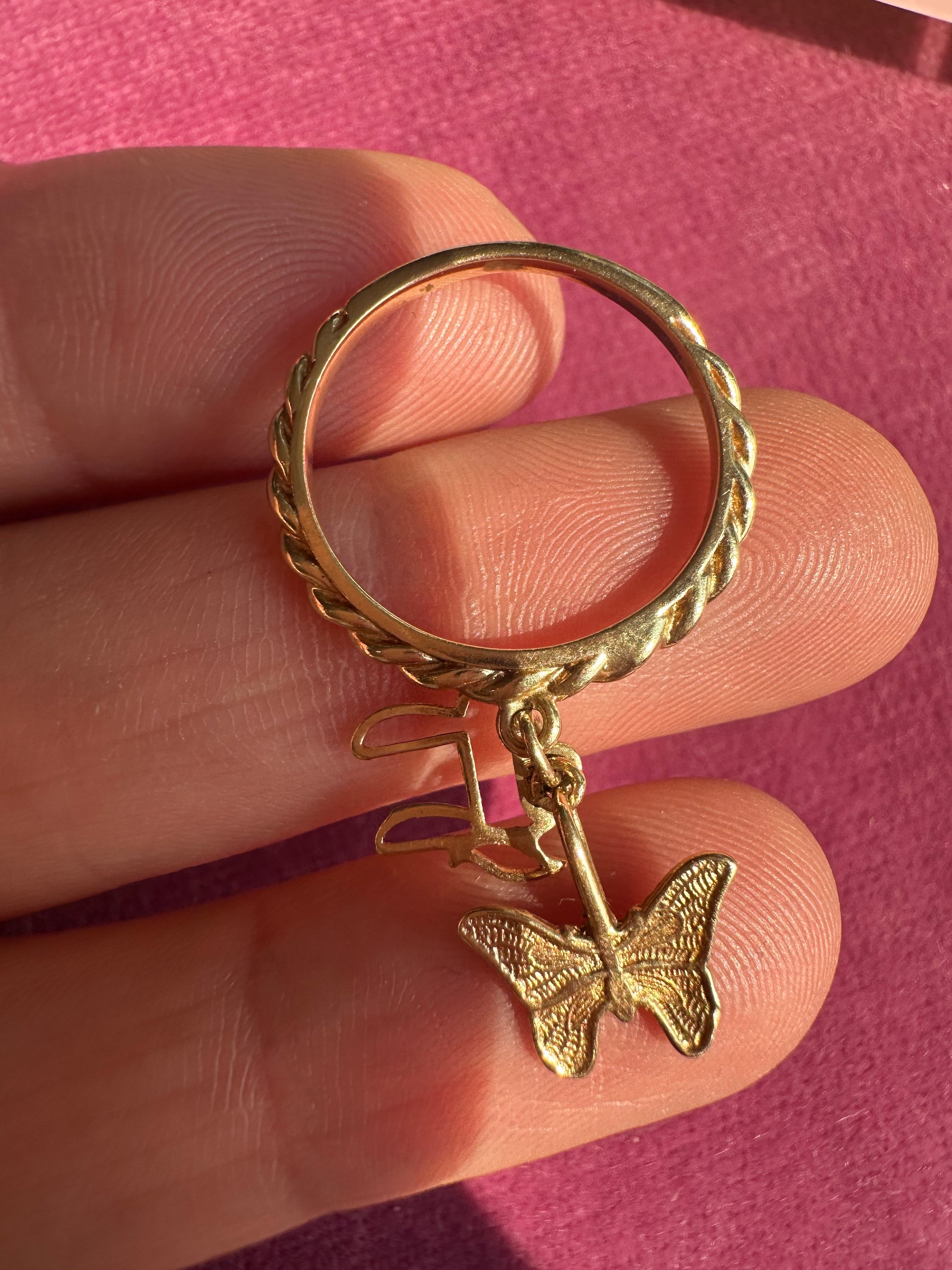 charm ring with chai and butterfly